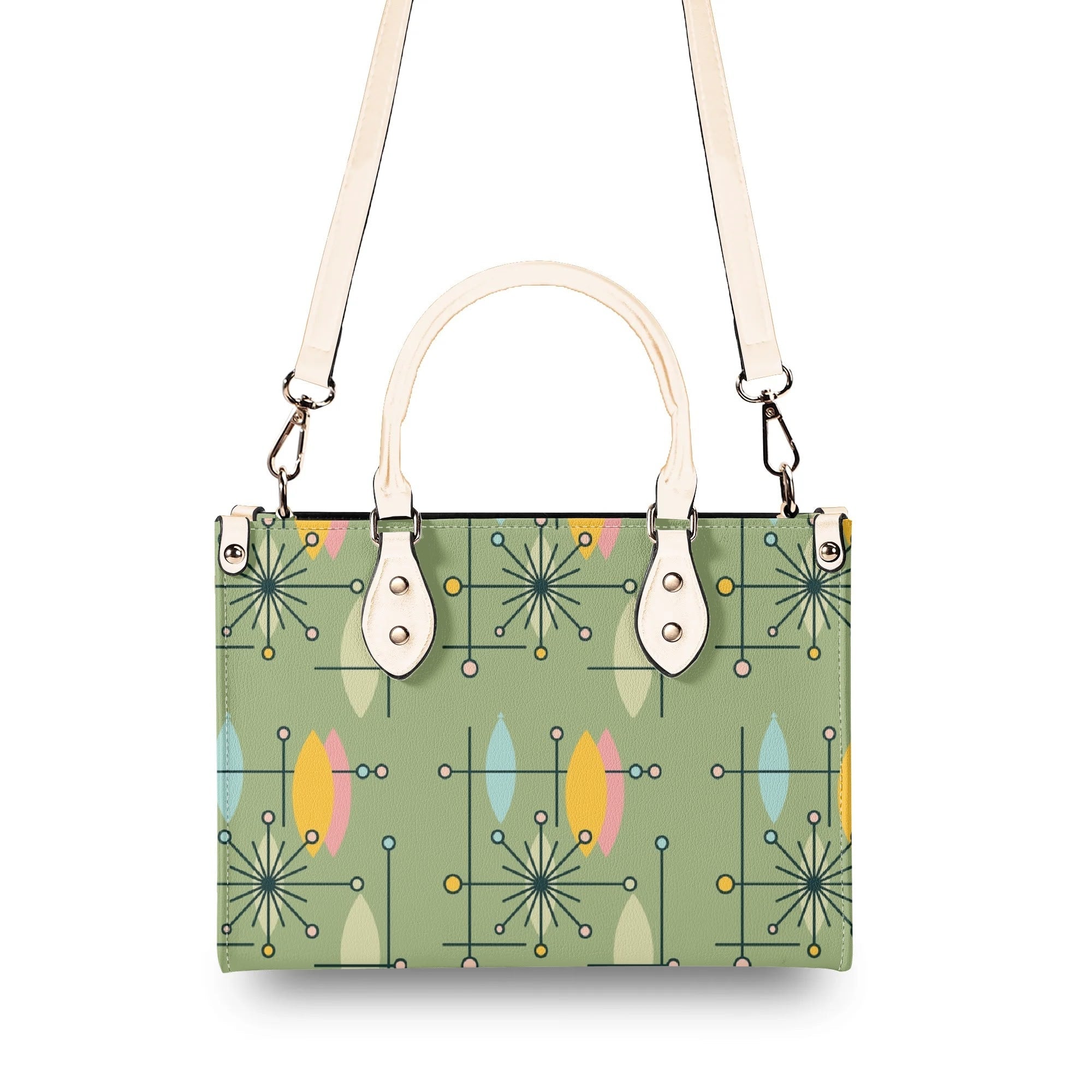 Kate McEnroe New York Kitschy Atomic Cat Starburst Mid Century Modern Retro SatchelHandbagsN67MMDXW-4