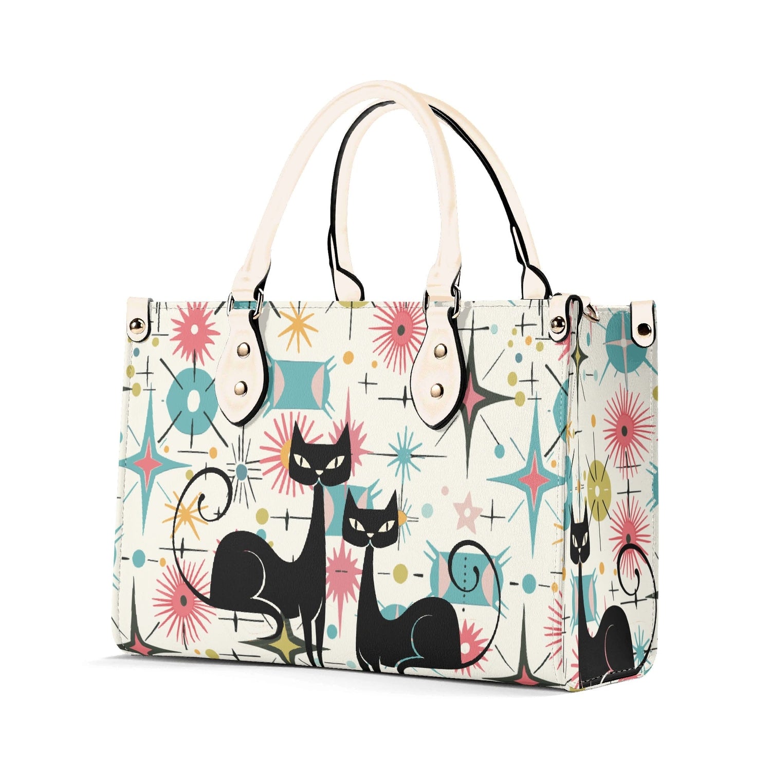 Kate McEnroe New York Kitschy Atomic Cat Starburst Satchel, Mid Century Modern HandbagHandbagsY5759KLW-1