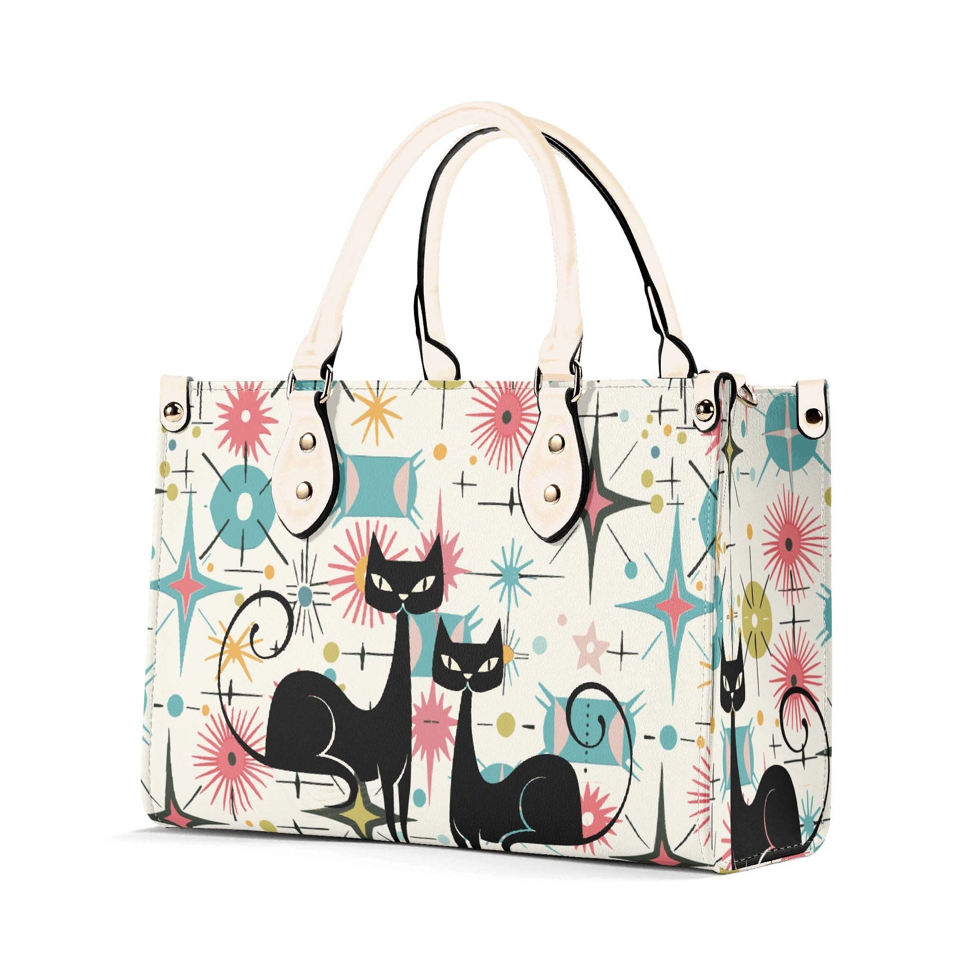 Kate McEnroe New York Kitschy Atomic Cat Starburst Satchel, Mid Century Modern HandbagHandbagsY5759KLW-1