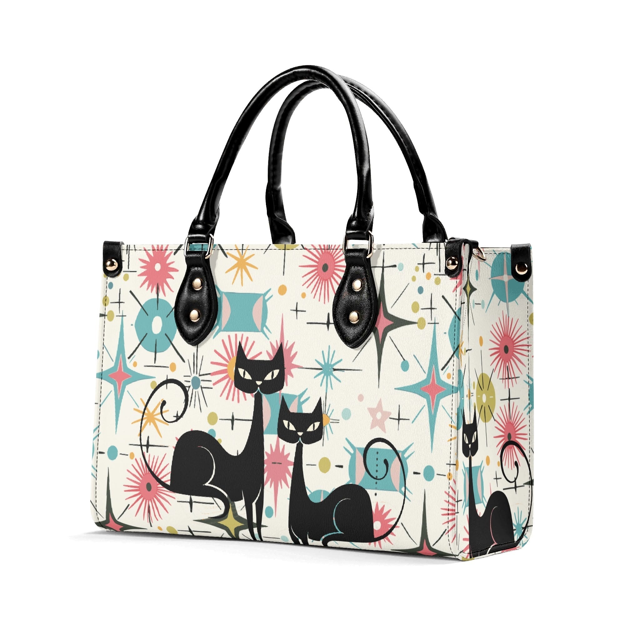 Kate McEnroe New York Kitschy Atomic Cat Starburst Satchel, Mid Century Modern HandbagHandbagsY5759KLW-1