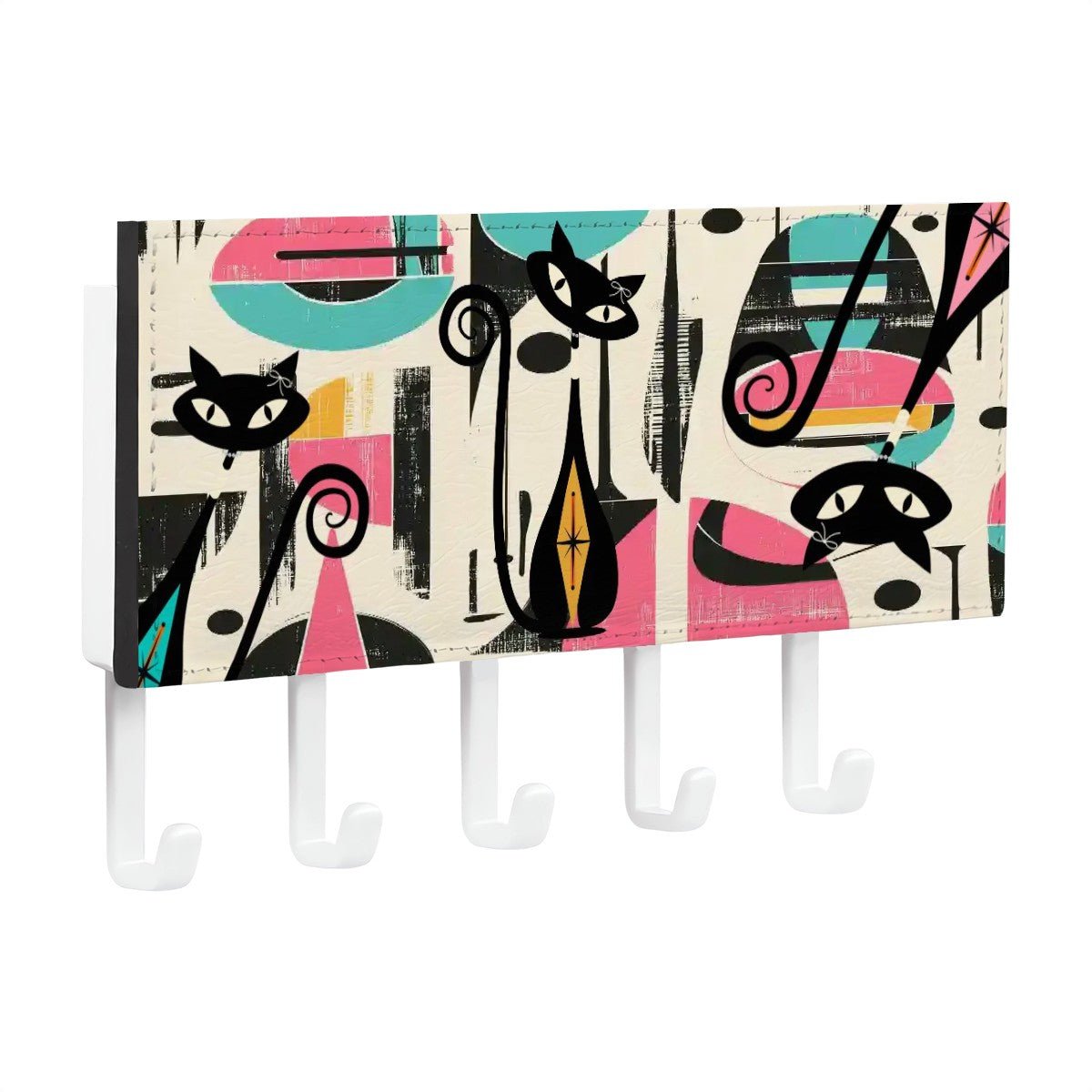 Kate McEnroe New York Kitschy Atomic Cat Wall Mount Key Holder, MCM Retro Organizer, 50s Abstract Home DecorKey Holder Wall MountsGgIT65rf4