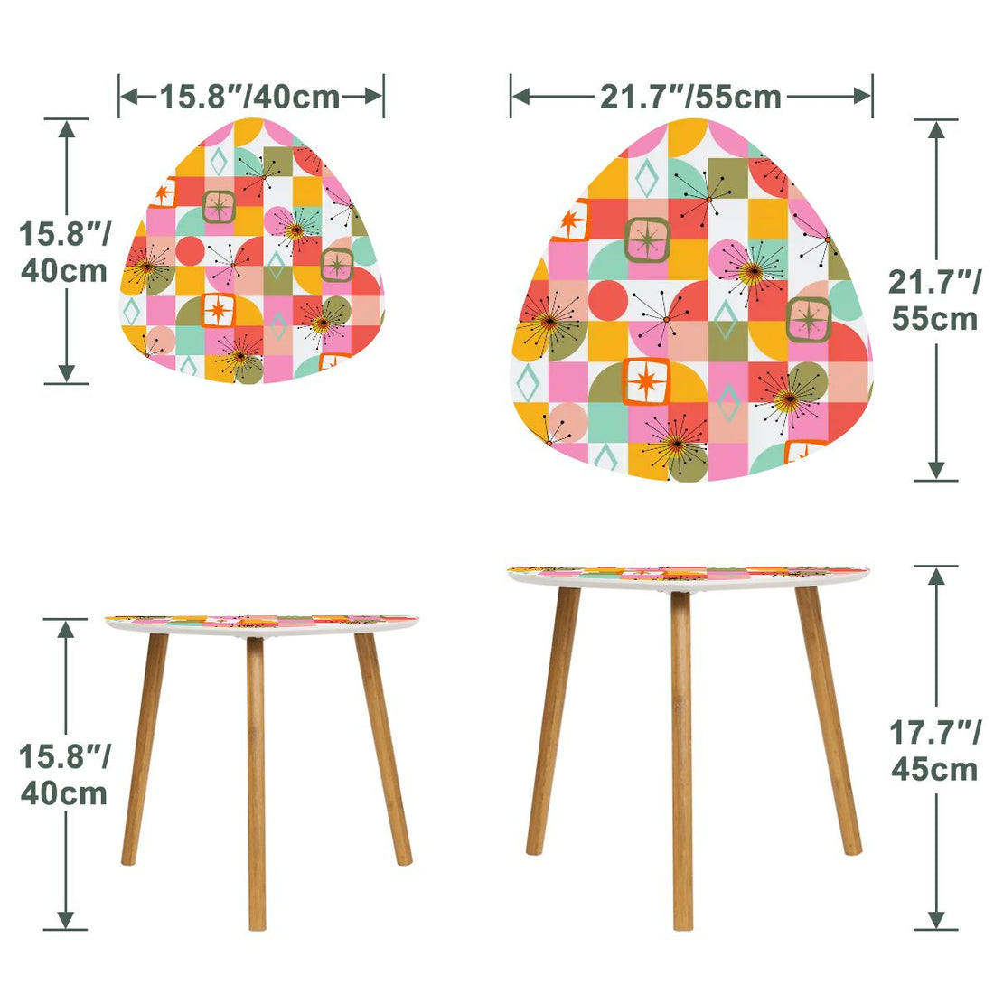 Kate McEnroe New York Kitschy Atomic Starburst Nesting Tables, Mid Century Modern MCM SetNesting TablesgajZd9BK3Y