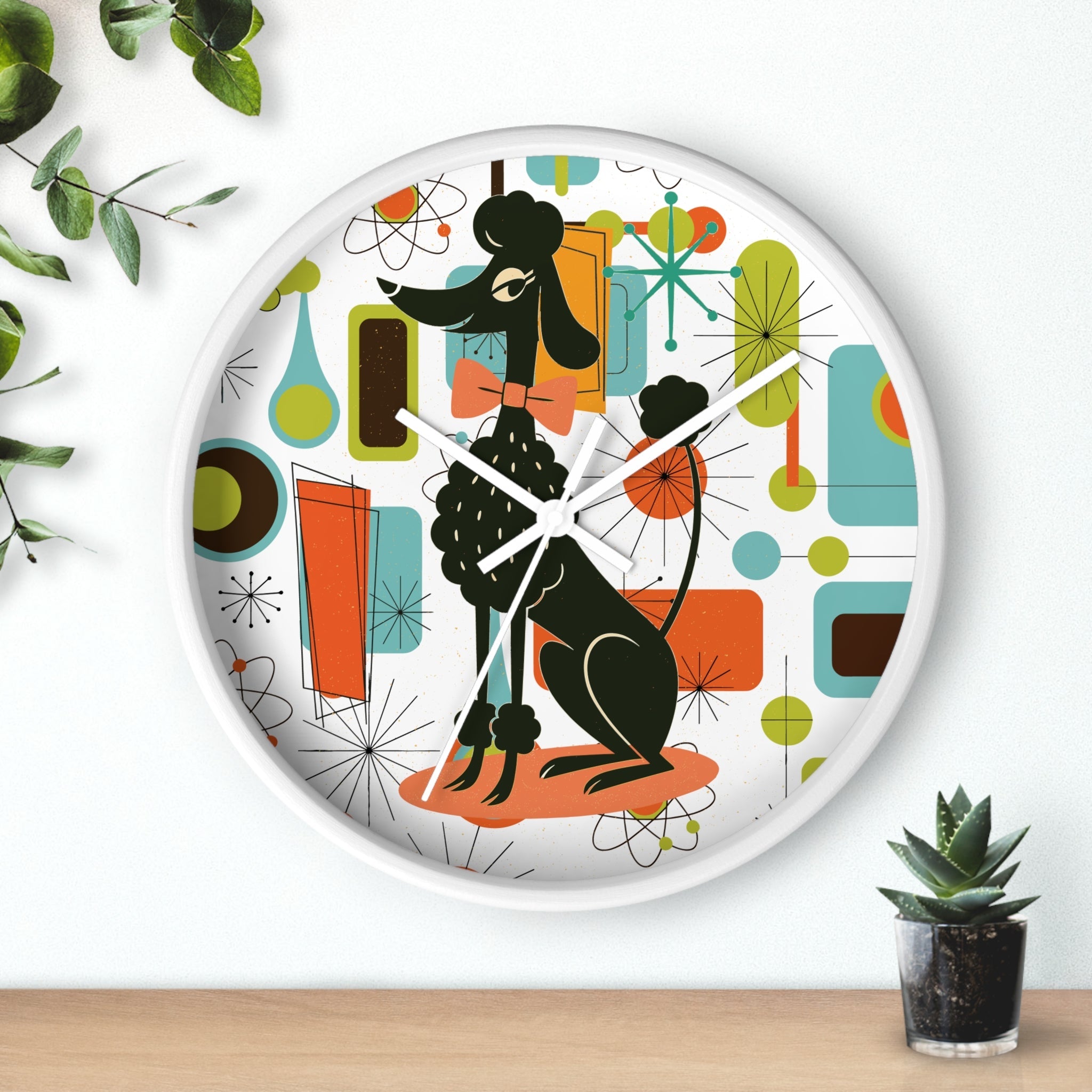 Kate McEnroe New York Kitschy Cute Poodle, Retro 50s Atomic Starburst ClockWall Clocks33935001082846743250