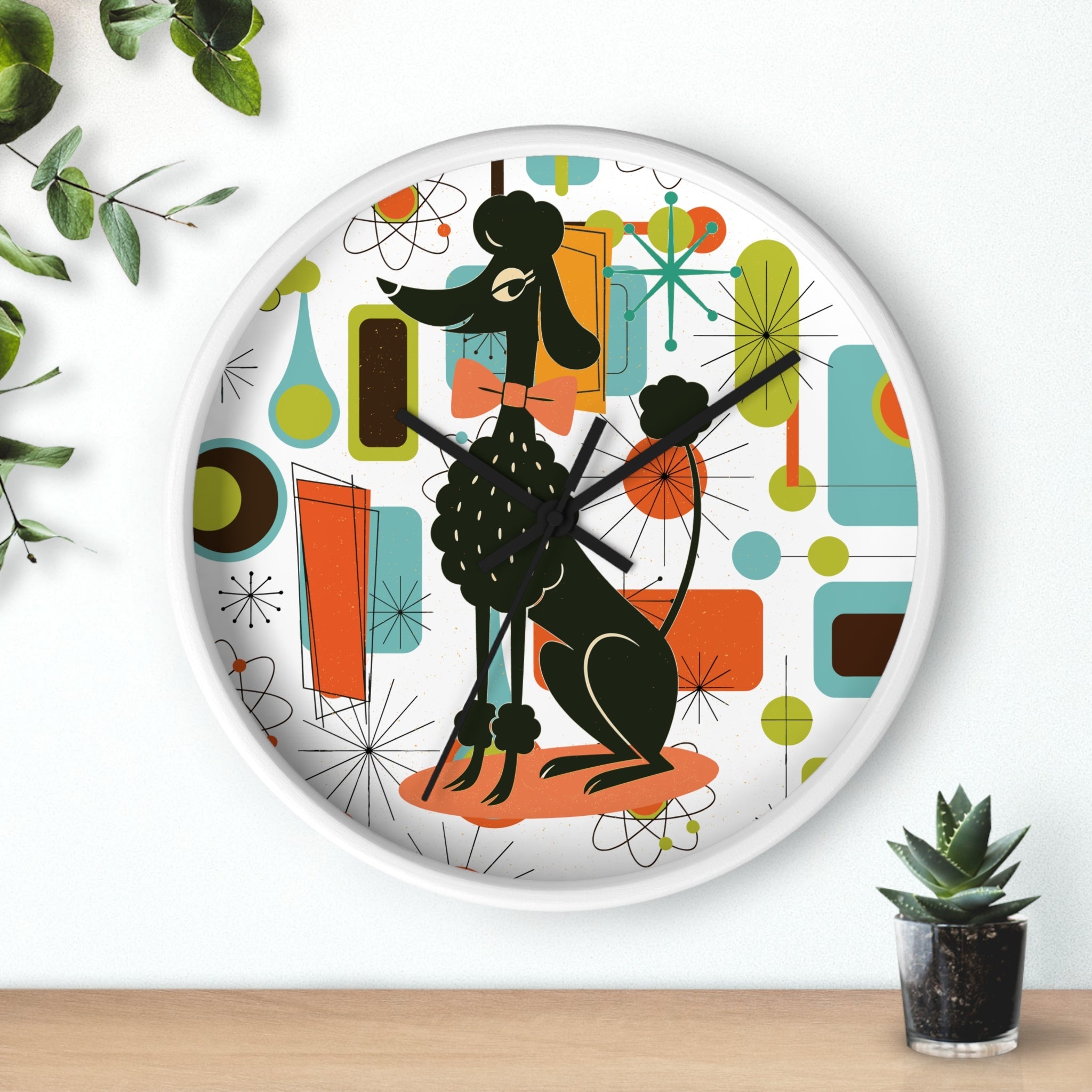 Kate McEnroe New York Kitschy Cute Poodle, Retro 50s Atomic Starburst ClockWall Clocks33935001082846743250