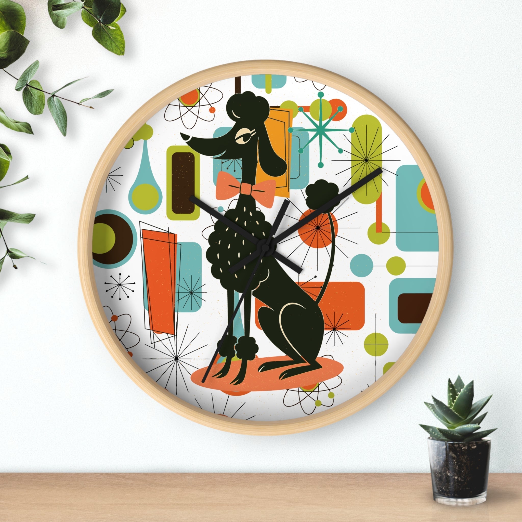 Kate McEnroe New York Kitschy Cute Poodle, Retro 50s Atomic Starburst ClockWall Clocks33935001082846743250