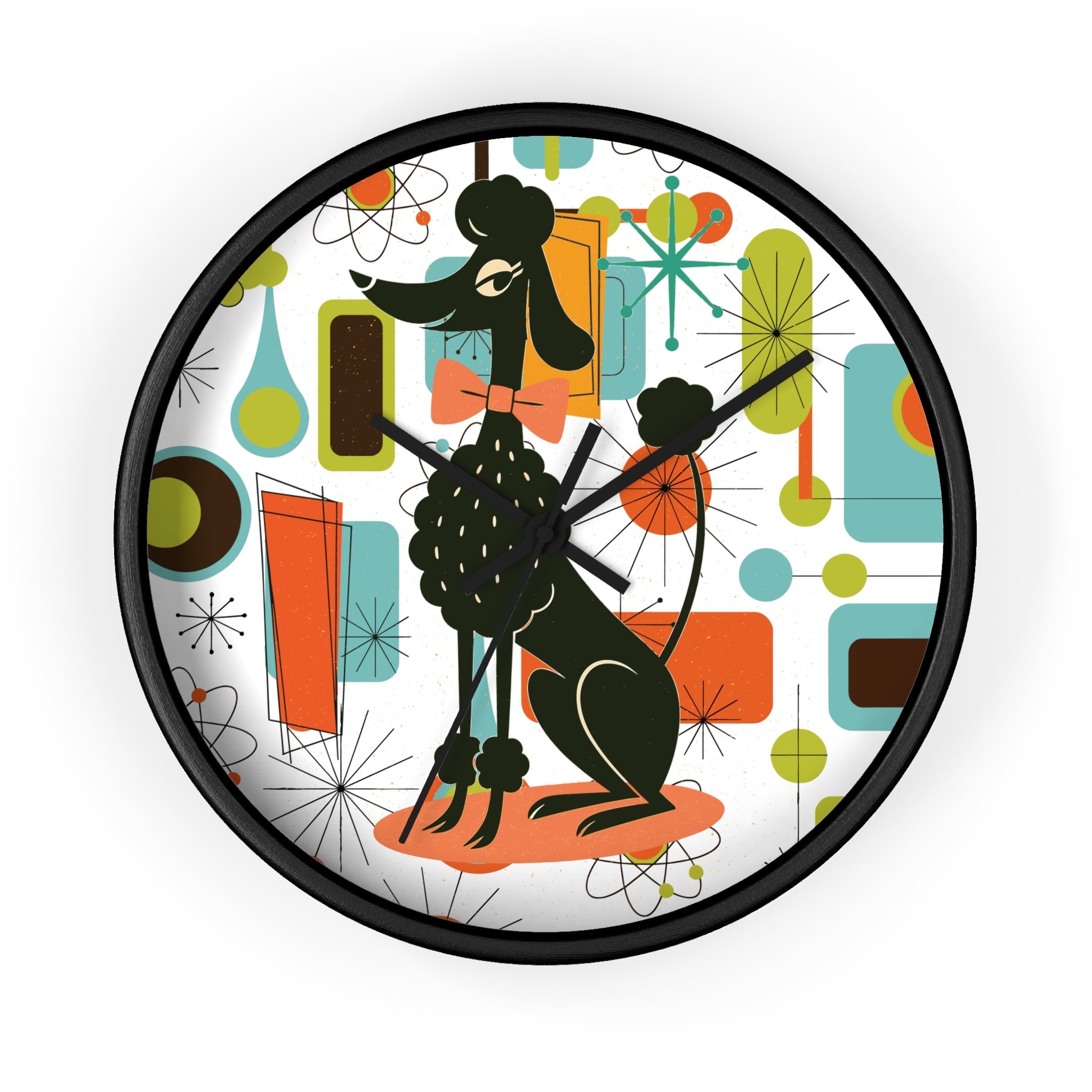 Kate McEnroe New York Kitschy Cute Poodle, Retro 50s Atomic Starburst ClockWall Clocks33935001082846743250