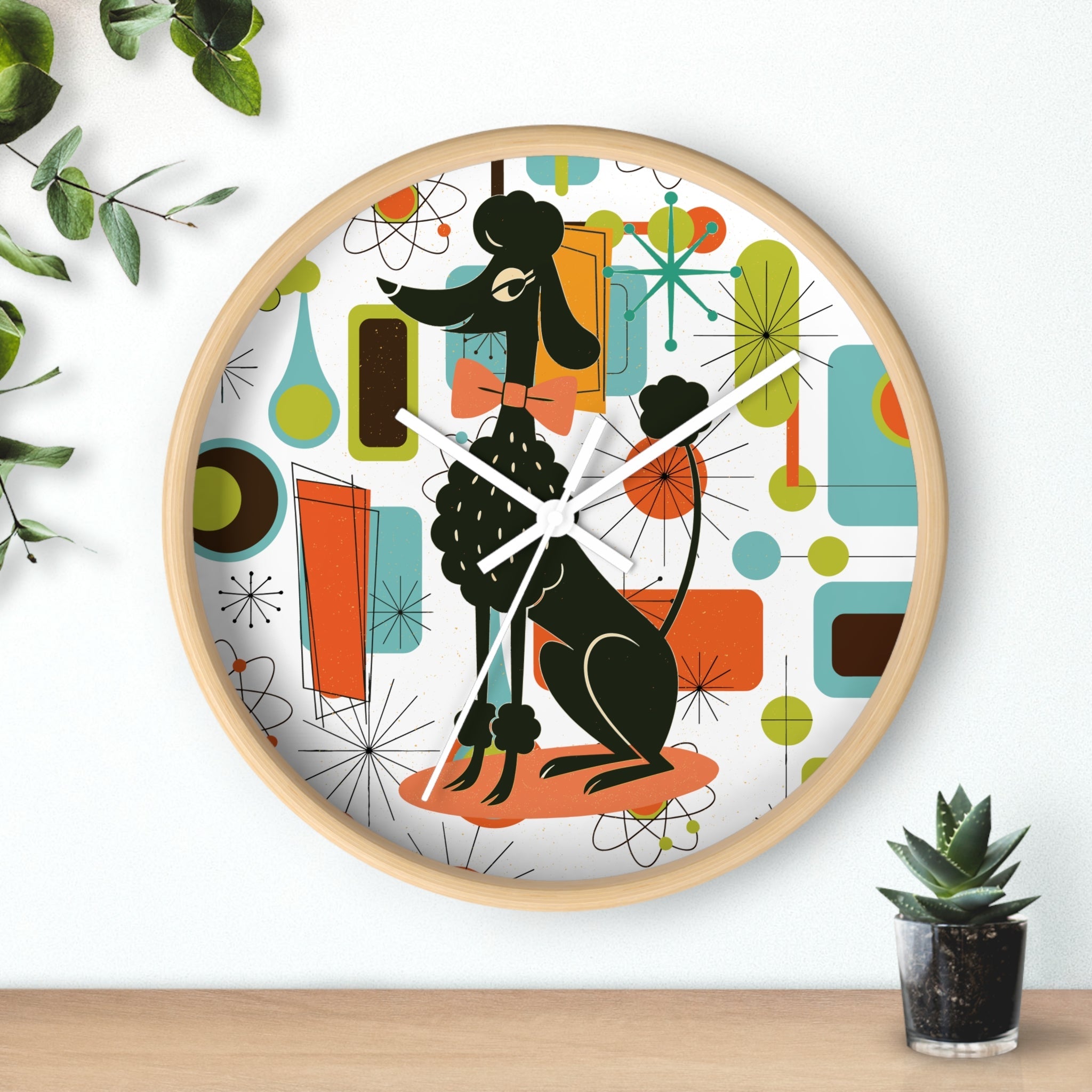 Kate McEnroe New York Kitschy Cute Poodle, Retro 50s Atomic Starburst ClockWall Clocks33935001082846743250