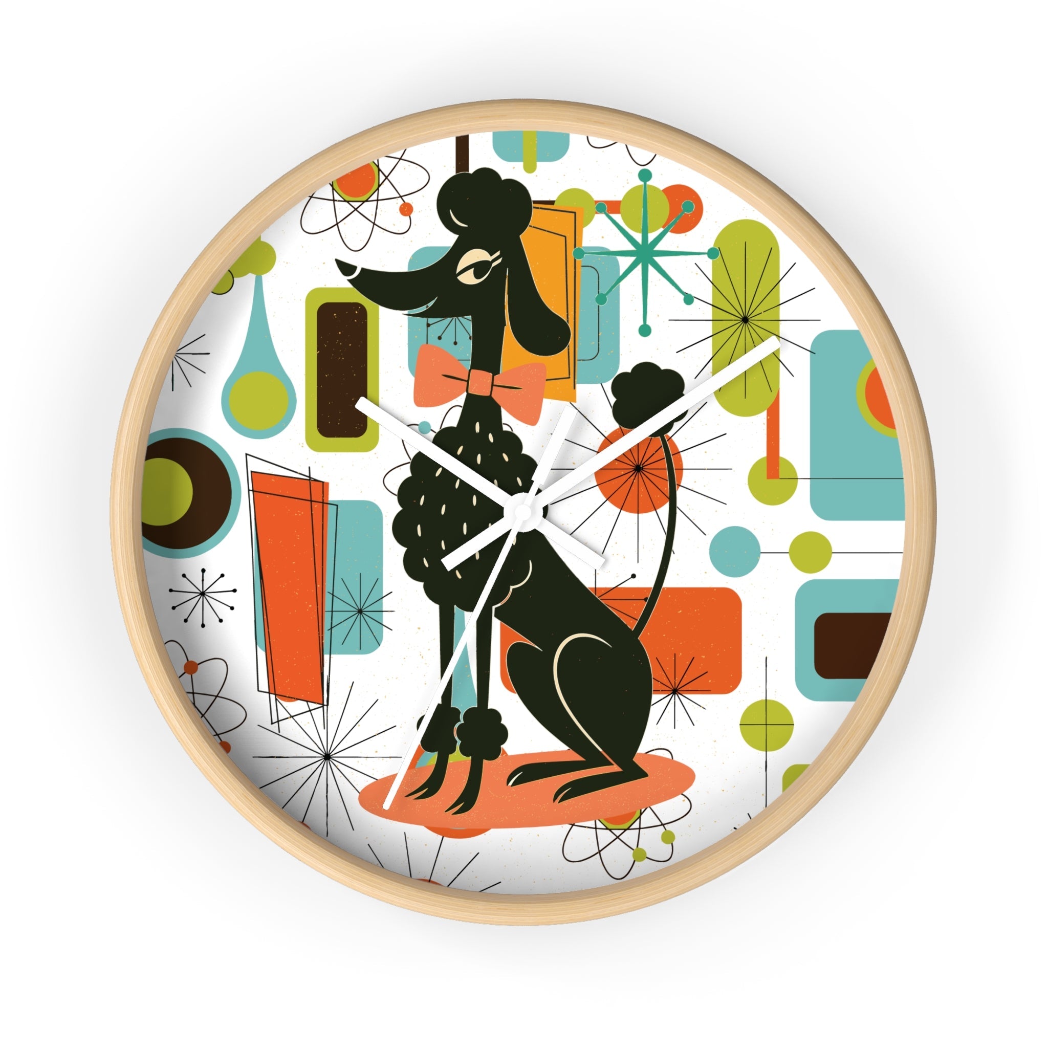 Kate McEnroe New York Kitschy Cute Poodle, Retro 50s Atomic Starburst ClockWall Clocks33935001082846743250