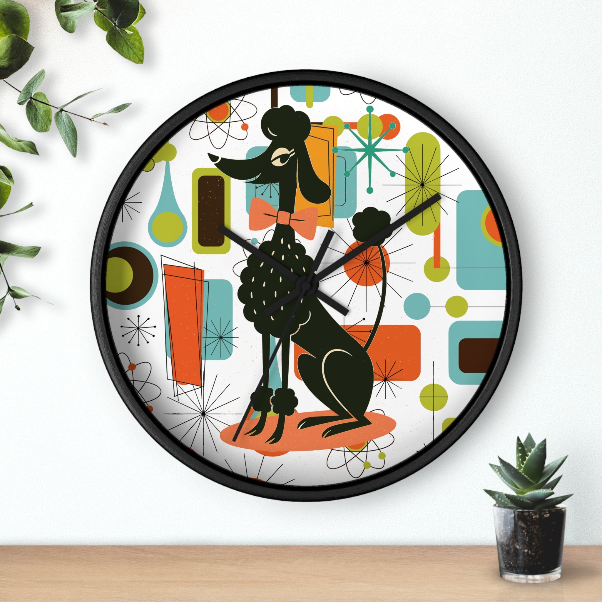 Kate McEnroe New York Kitschy Cute Poodle, Retro 50s Atomic Starburst ClockWall Clocks73657841562670091401