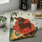 Kate McEnroe New York Kitschy Doxie Dachshund Retro 50s Waffle Weave Kitchen TowelKitchen Towels33220508670600546638