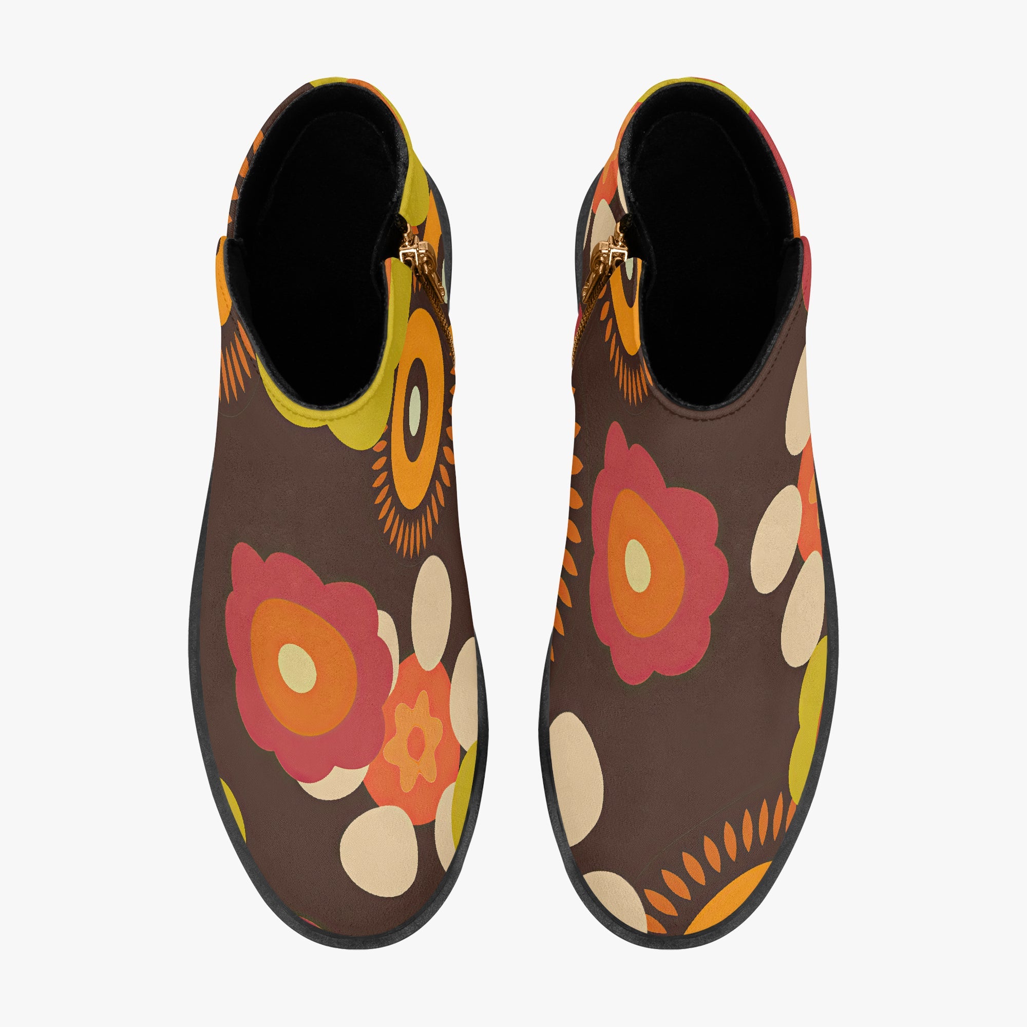 Kate McEnroe New York Kitschy Floral Ankle Boots, Groovy 70s Flower Power Women&