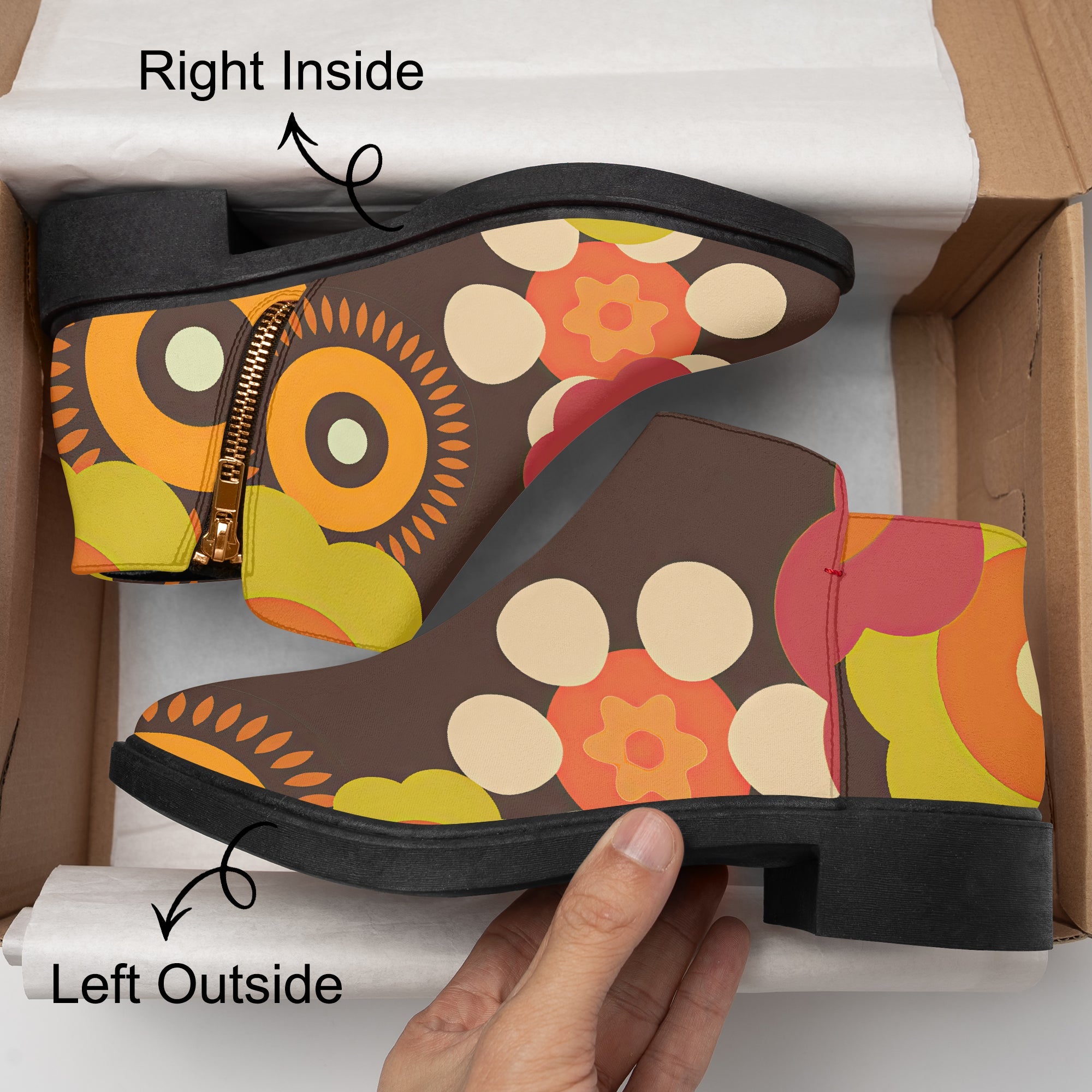 Kate McEnroe New York Kitschy Floral Ankle Boots, Groovy 70s Flower Power Women&