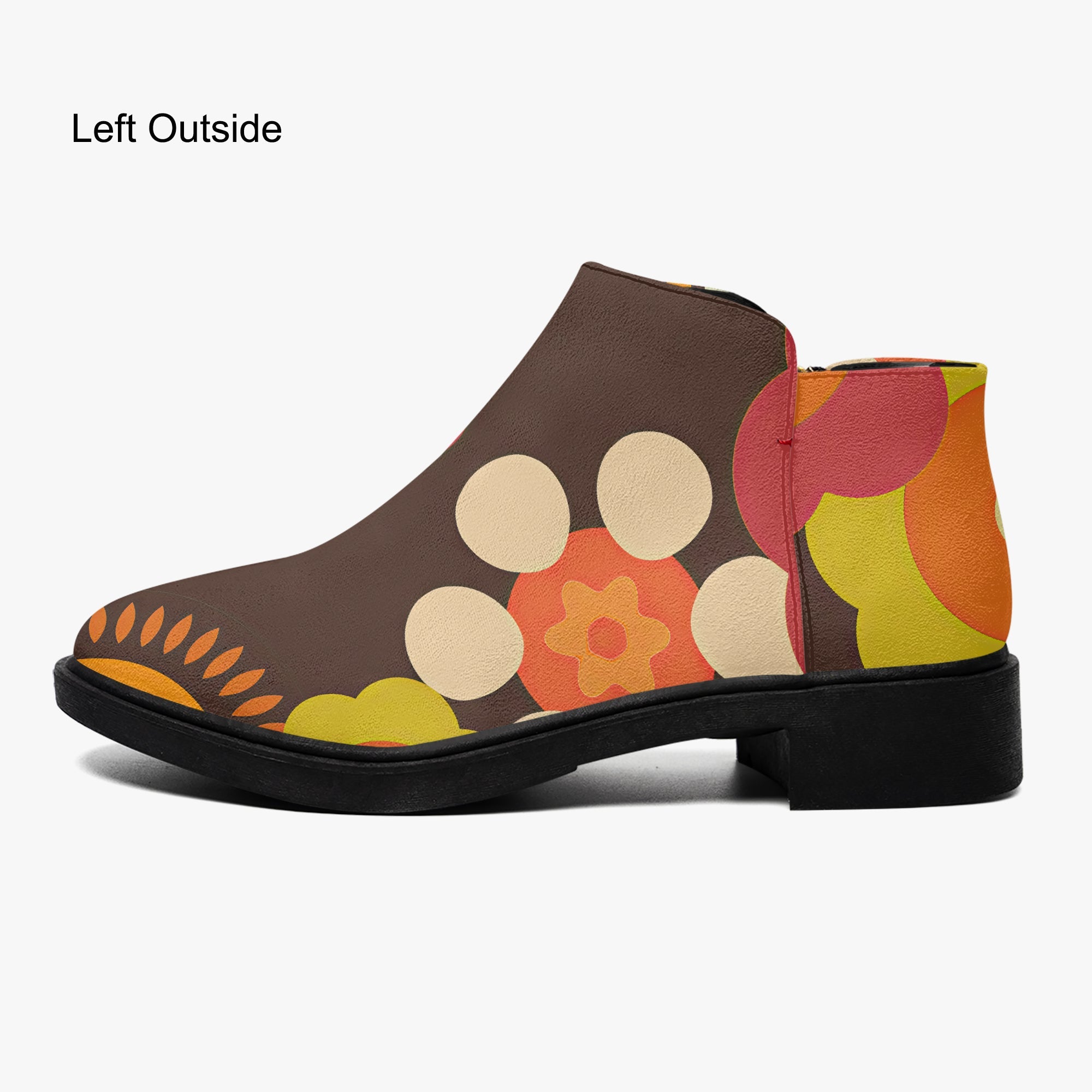 Kate McEnroe New York Kitschy Floral Ankle Boots, Groovy 70s Flower Power Women&