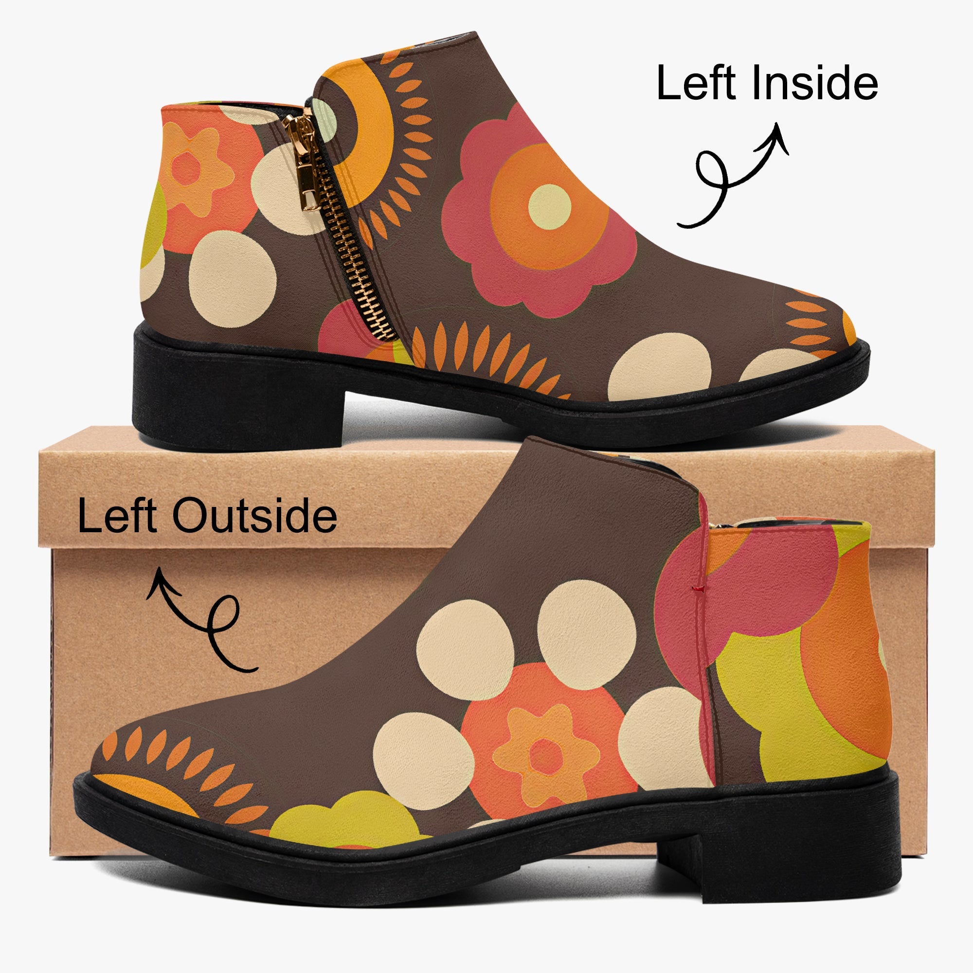 Kate McEnroe New York Kitschy Floral Ankle Boots, Groovy 70s Flower Power Women&