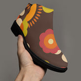 Kate McEnroe New York Kitschy Floral Ankle Boots, Groovy 70s Flower Power Women&