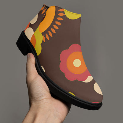 Kate McEnroe New York Kitschy Floral Ankle Boots, Groovy 70s Flower Power Women&