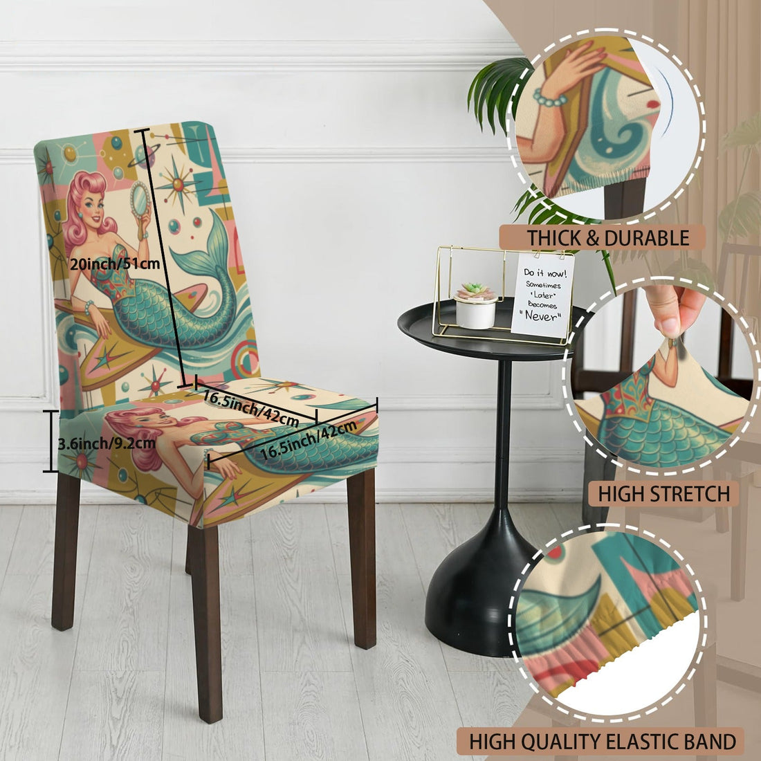 Kate McEnroe New York Kitschy Mermaid 50s Mid Century Modern Chair SlipcoverChair SlipcoversD3464446
