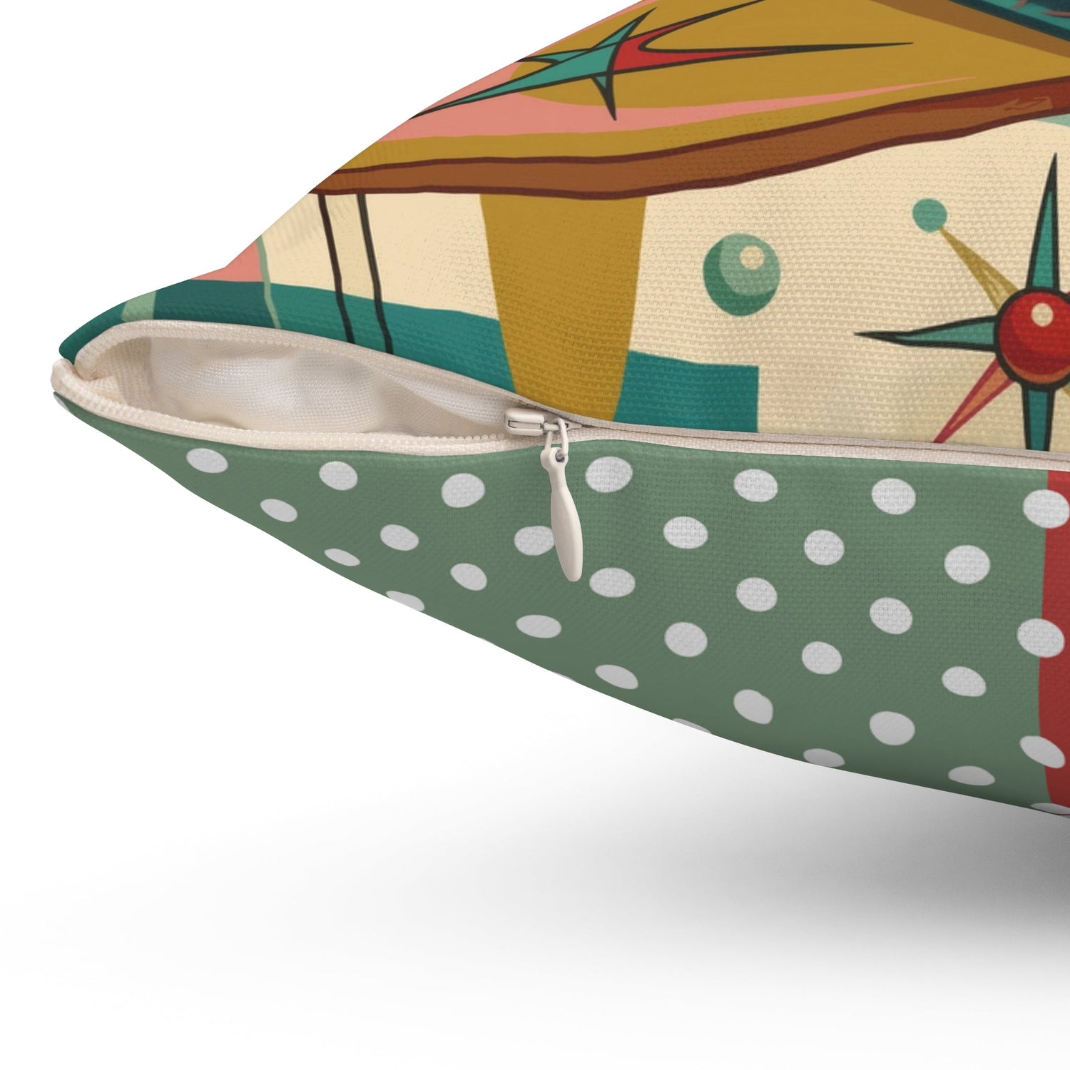 Kate McEnroe New York Kitschy Mermaid Retro Polka Dots Mid Century Modern Throw PillowThrow Pillows32285181844658160822