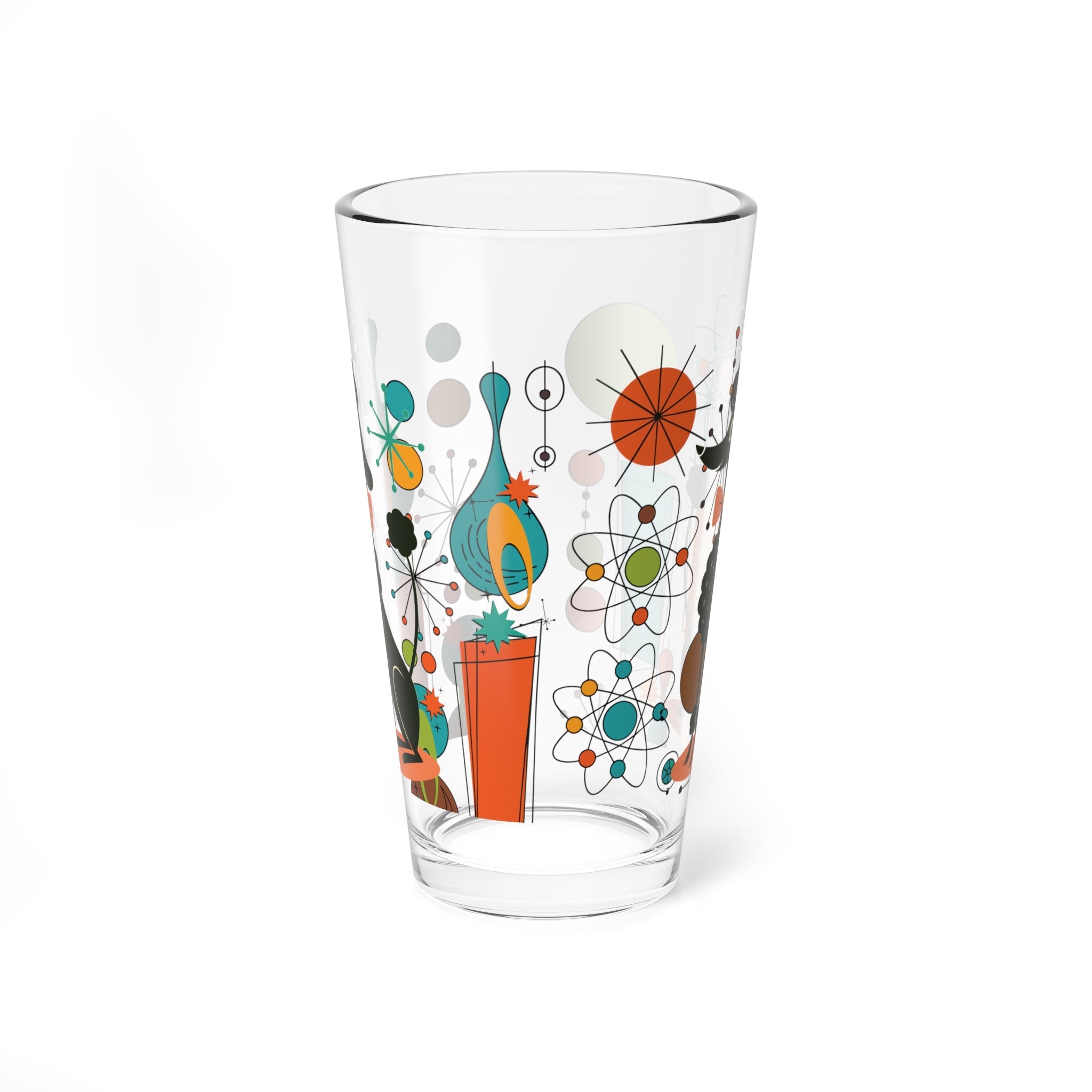 Kate McEnroe New York Kitschy Poodle Atomic Starburst Pint Glass, Mid Century Modern Mod Dog Barware, 50s Retro Cocktail Glass, MCM Orbit DrinkwarePint Glasses92250809554591021638