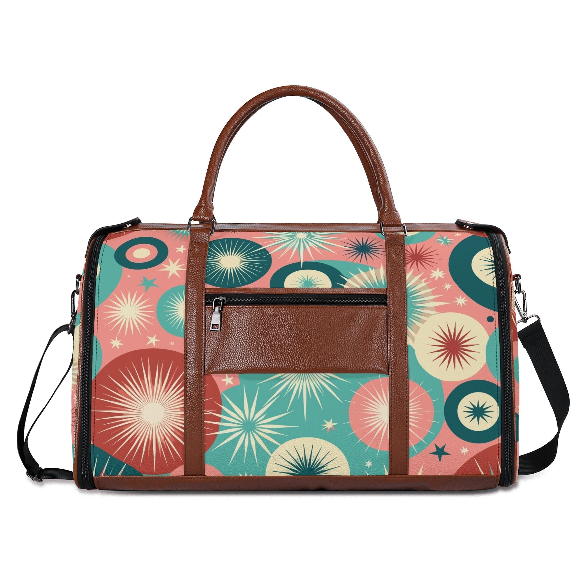 Kate McEnroe New York Kitschy Poodle Retro Mid Century Modern Weekender Bag, 50s Kitsch Atomic Starburst Travel DuffelDuffel BagsW1KV2LMN - 1