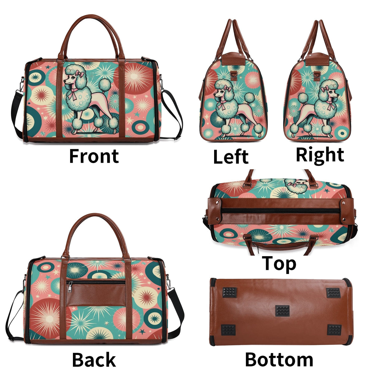 Kate McEnroe New York Kitschy Poodle Retro Mid Century Modern Weekender Bag, 50s Kitsch Atomic Starburst Travel DuffelDuffel BagsW1KV2LMN - 1
