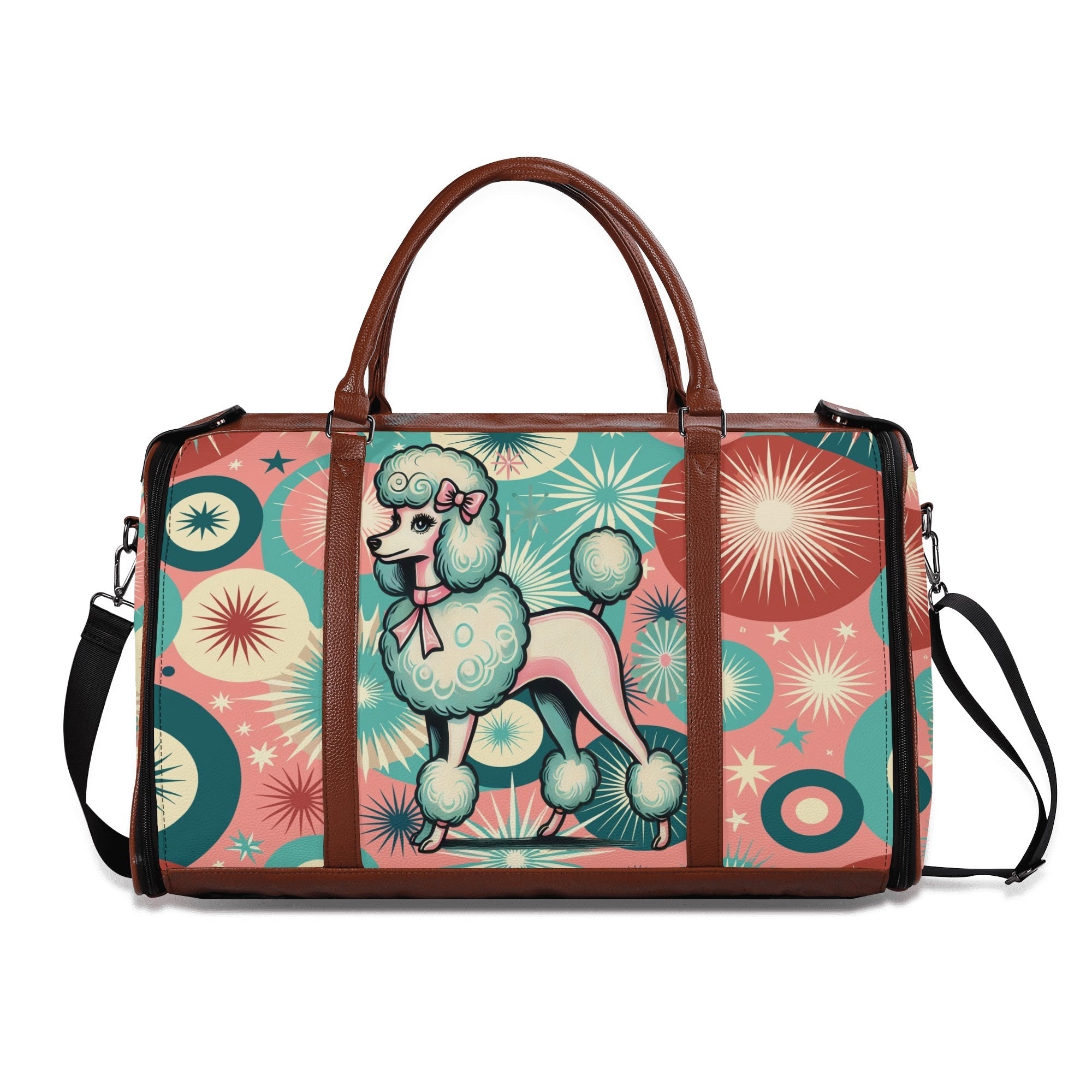 Kate McEnroe New York Kitschy Poodle Retro Mid Century Modern Weekender Bag, 50s Kitsch Atomic Starburst Travel DuffelDuffel BagsW1KV2LMN - 1