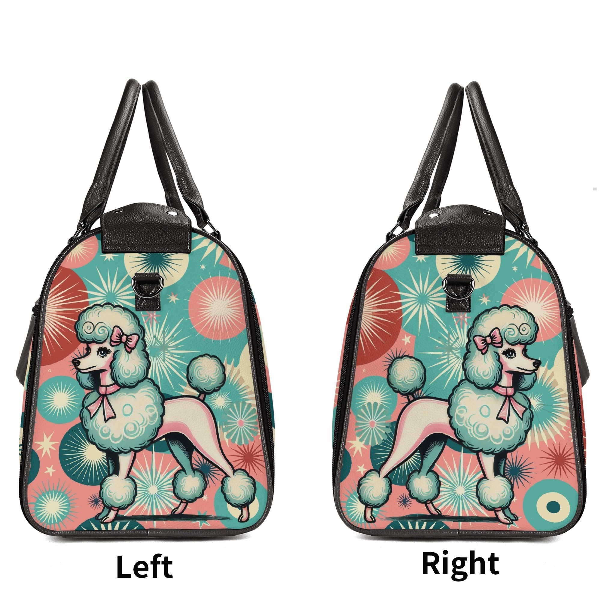 Kate McEnroe New York Kitschy Poodle Retro Mid Century Modern Weekender Bag, 50s Kitsch Atomic Starburst Travel DuffelDuffel BagsW1KV2LMN - 2