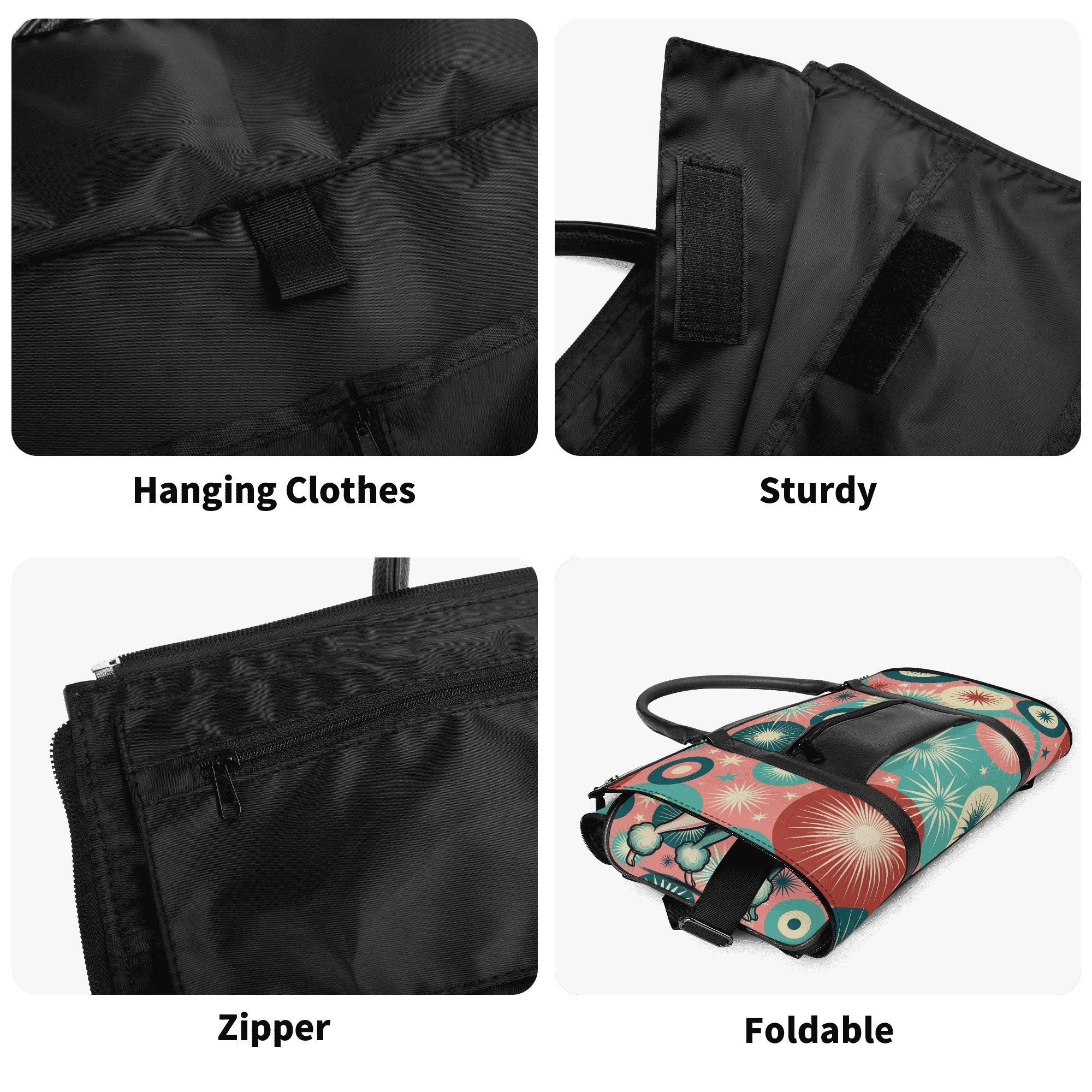 Kate McEnroe New York Kitschy Poodle Retro Mid Century Modern Weekender Bag, 50s Kitsch Atomic Starburst Travel DuffelDuffel BagsW1KV2LMN - 2