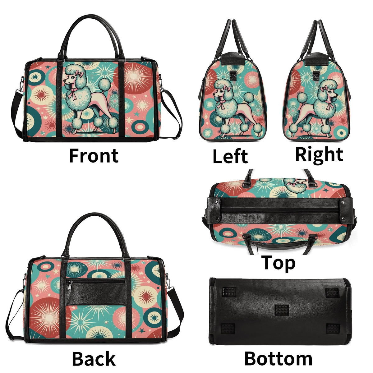 Kate McEnroe New York Kitschy Poodle Retro Mid Century Modern Weekender Bag, 50s Kitsch Atomic Starburst Travel DuffelDuffel BagsW1KV2LMN - 2