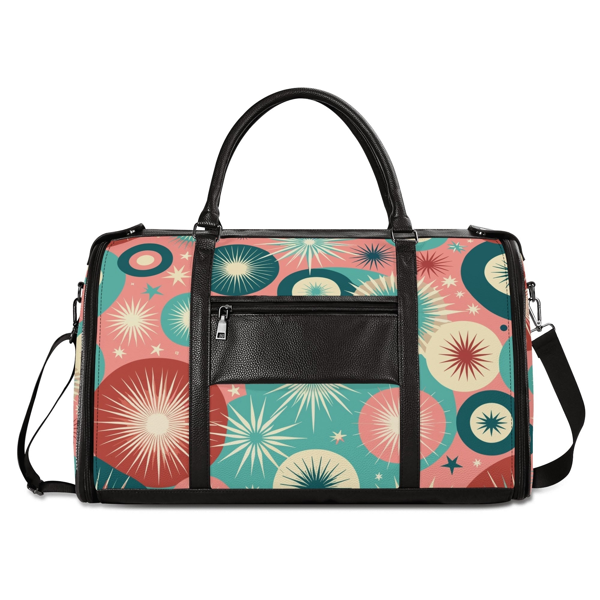 Kate McEnroe New York Kitschy Poodle Retro Mid Century Modern Weekender Bag, 50s Kitsch Atomic Starburst Travel DuffelDuffel BagsW1KV2LMN - 2