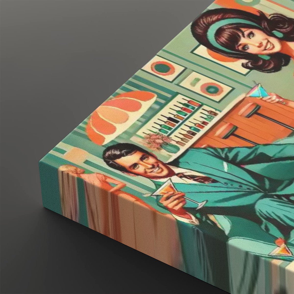 Kate McEnroe New York Kitschy Retro 60s Mod Cocktail Lounge Canvas Wall Art, Mid Century Modern Swanky Bar SceneCanvas Wall ArtvSgqiGm6h5