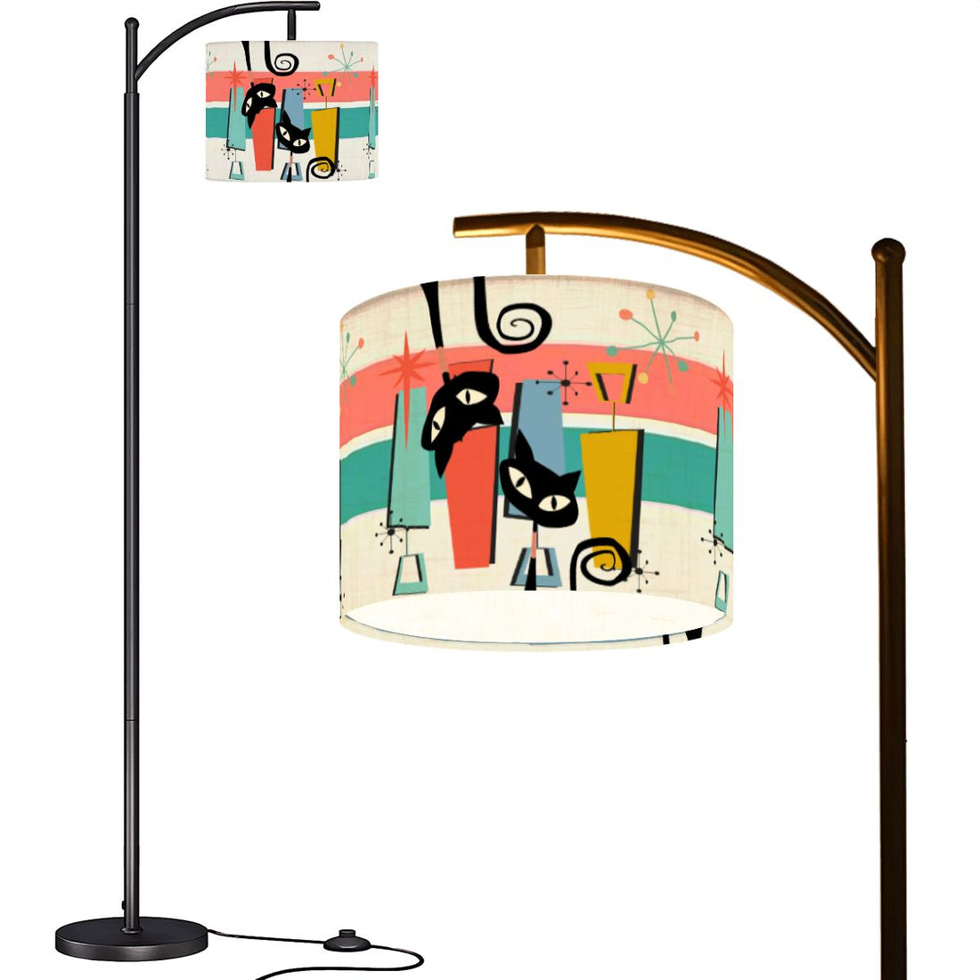 Kate McEnroe New York Kitschy Retro Atomic Cats Mid Century Modern Arc Floor LampArc Floor Lamps2ExnTL2Rru