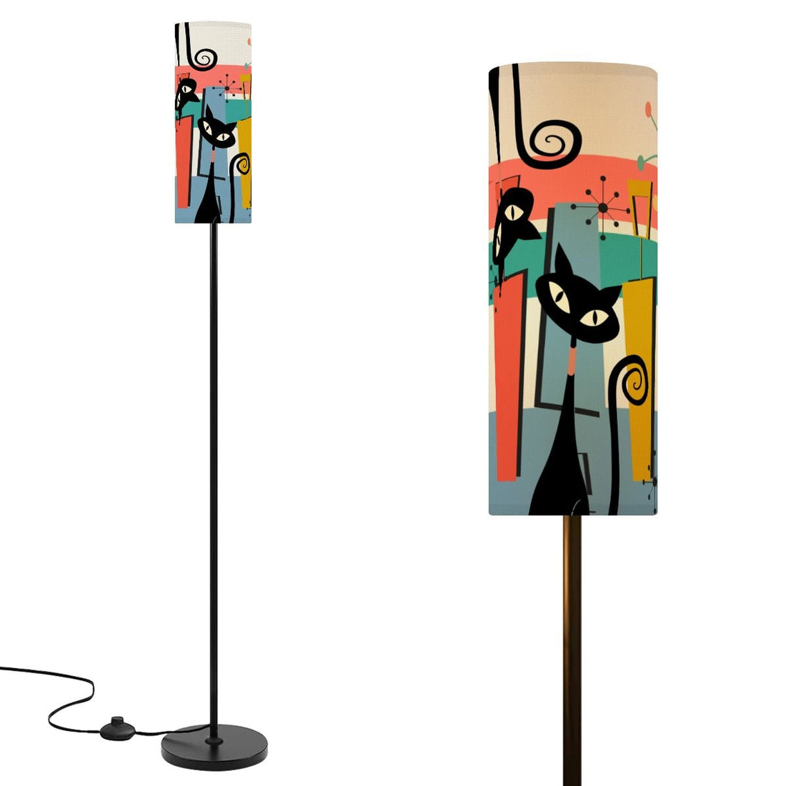 Kate McEnroe New York Kitschy Retro Atomic Cats Mid Century Modern Slim Floor LampSlim Floor LampsgpLHDXatC1