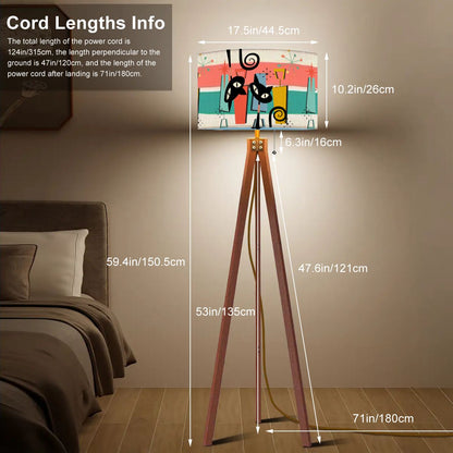 Kate McEnroe New York Kitschy Retro Atomic Cats Mid Century Modern Tripod Floor LampTripod Floor LampsWJ8chqHOAV