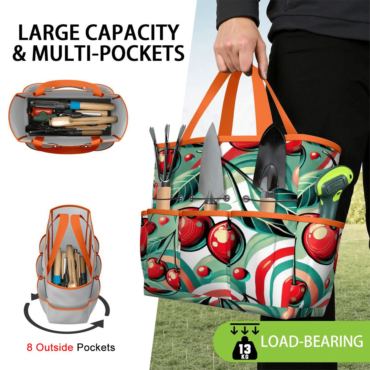 Kate McEnroe New York Kitschy Retro Cherry Mid Century Modern Garden Tool BagGarden Tool BagJWjFhHmiEm