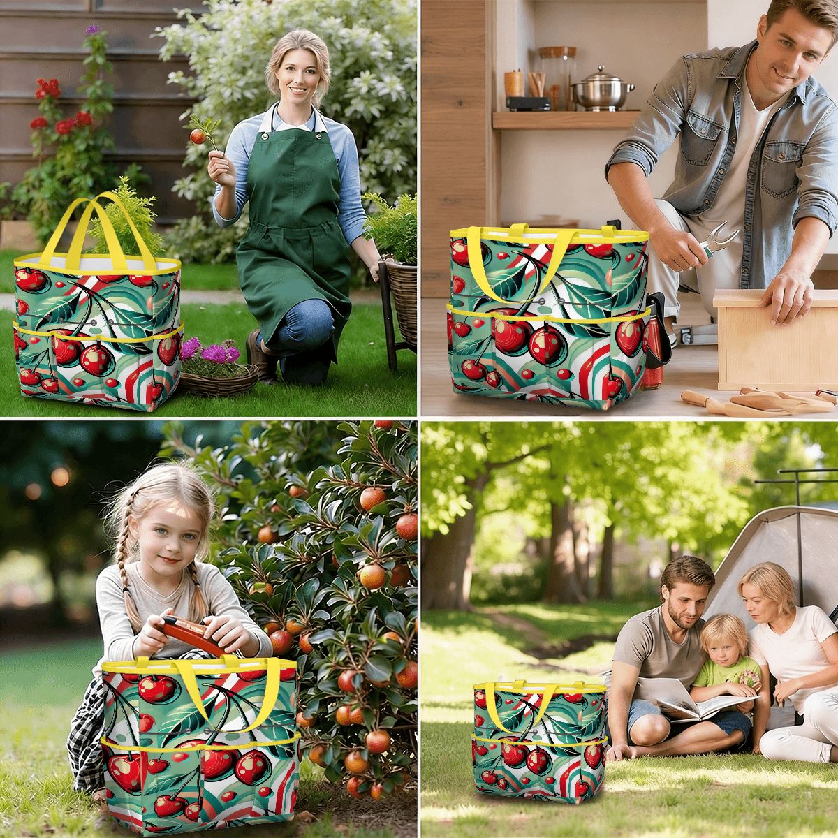 Kate McEnroe New York Kitschy Retro Cherry Mid Century Modern Garden Tool BagGarden Tool BagJWjFhHmiEm