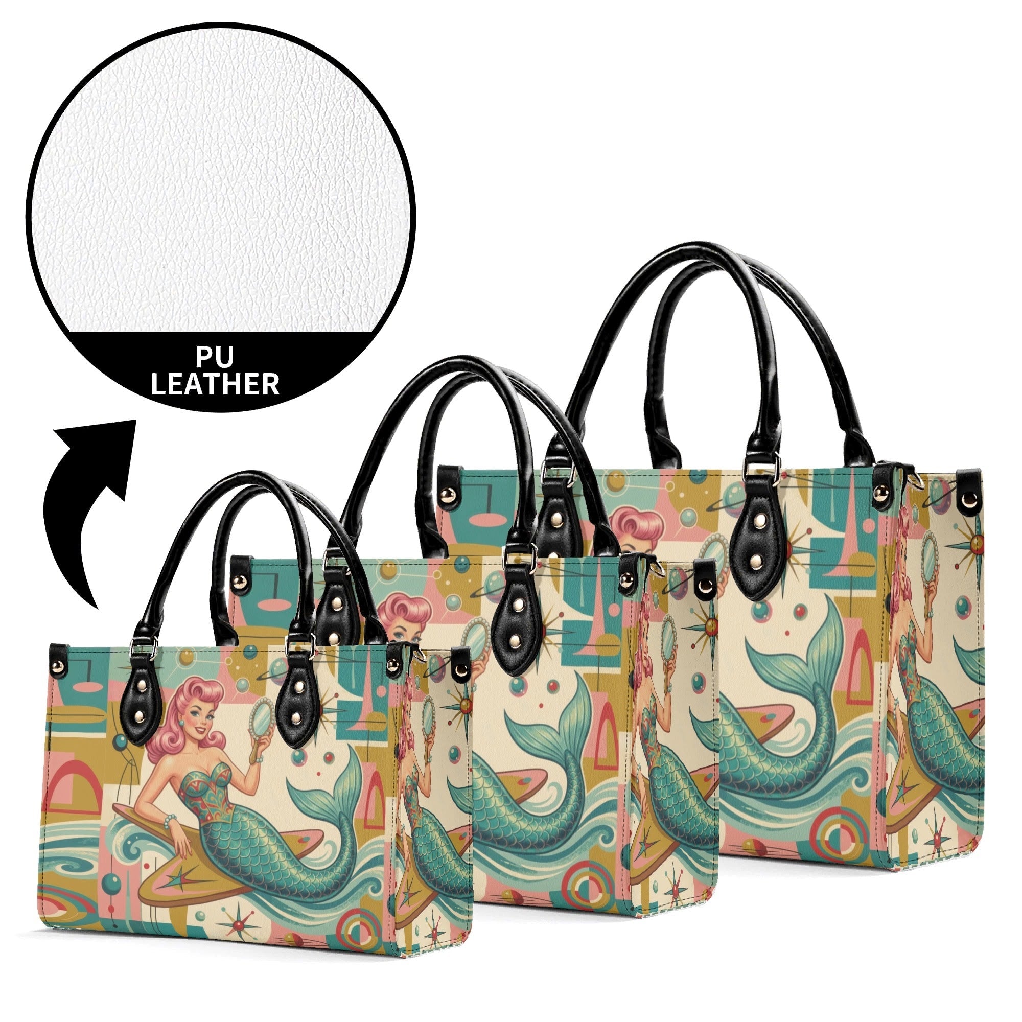 Kate McEnroe New York Kitschy Retro Mermaid Polka Dot Mid Century Modern SatchelHandbagsWDXP7Z2N-1