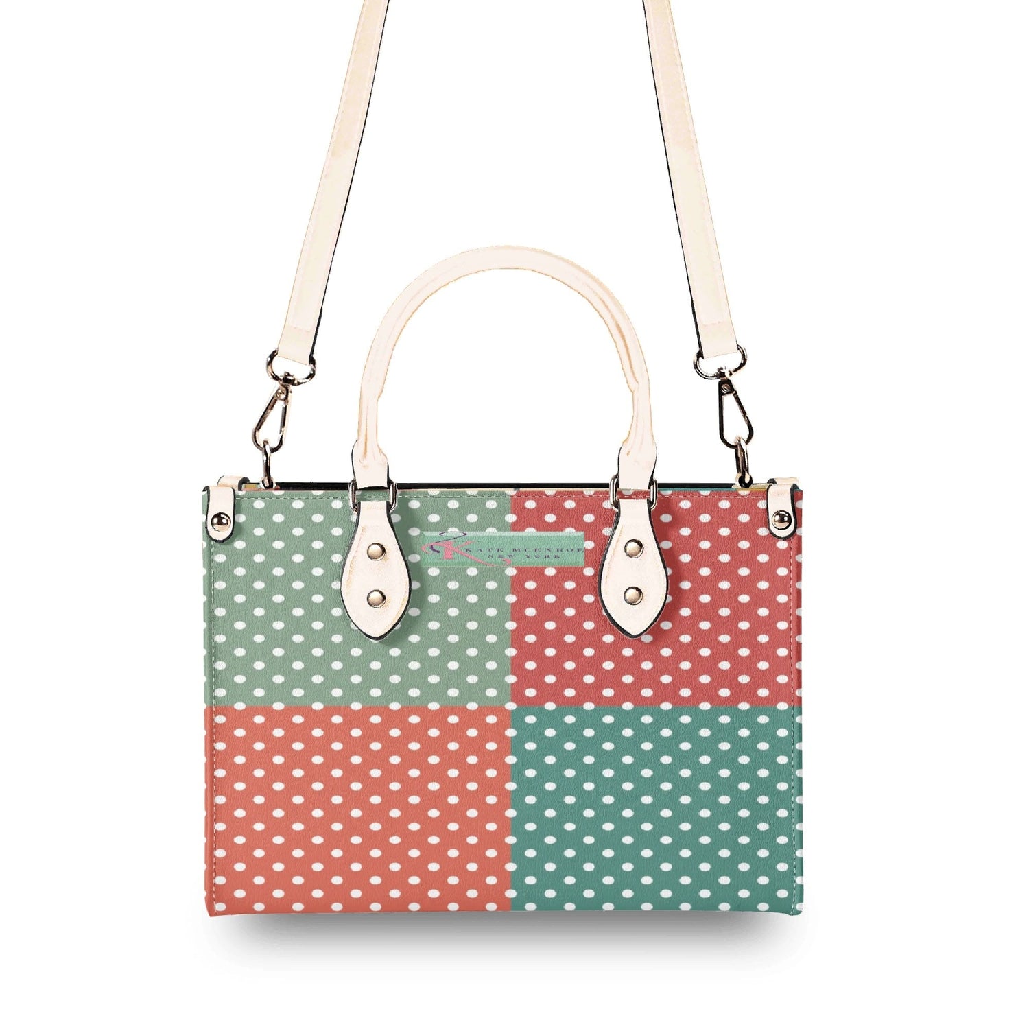 Kate McEnroe New York Kitschy Retro Mermaid Polka Dot Mid Century Modern SatchelHandbagsWDXP7Z2N-4