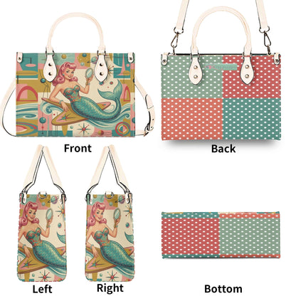 Kate McEnroe New York Kitschy Retro Mermaid Polka Dot Mid Century Modern SatchelHandbagsWDXP7Z2N-4