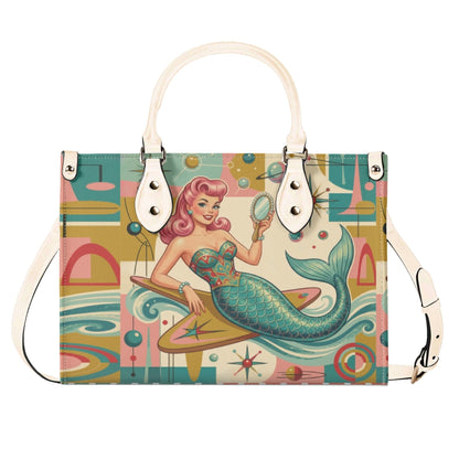 Kate McEnroe New York Kitschy Retro Mermaid Polka Dot Mid Century Modern SatchelHandbagsWDXP7Z2N-4