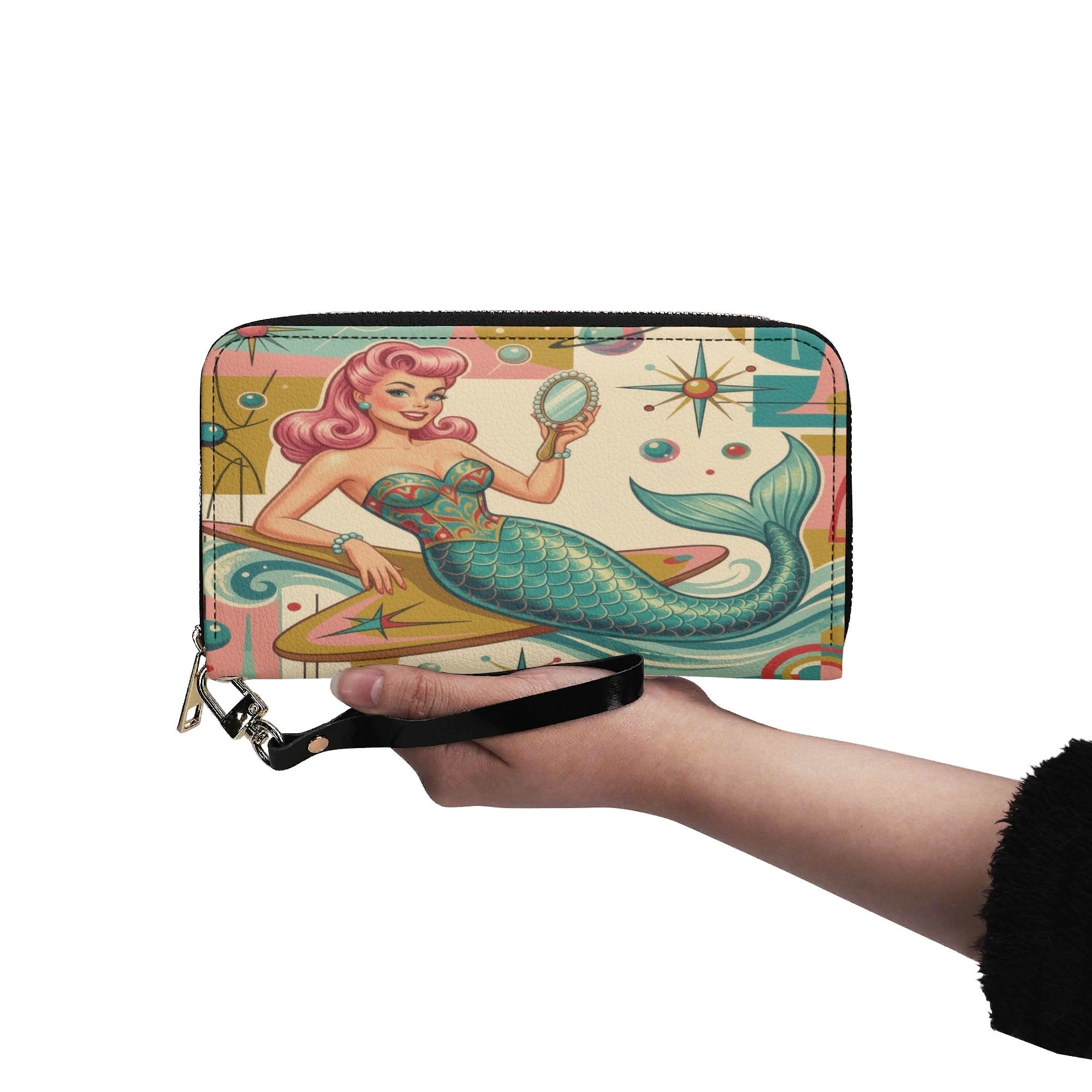 Kate McEnroe New York Kitschy Retro Mermaid Polka Dot Mid Century Modern WalletWalletsW8MX238W-1