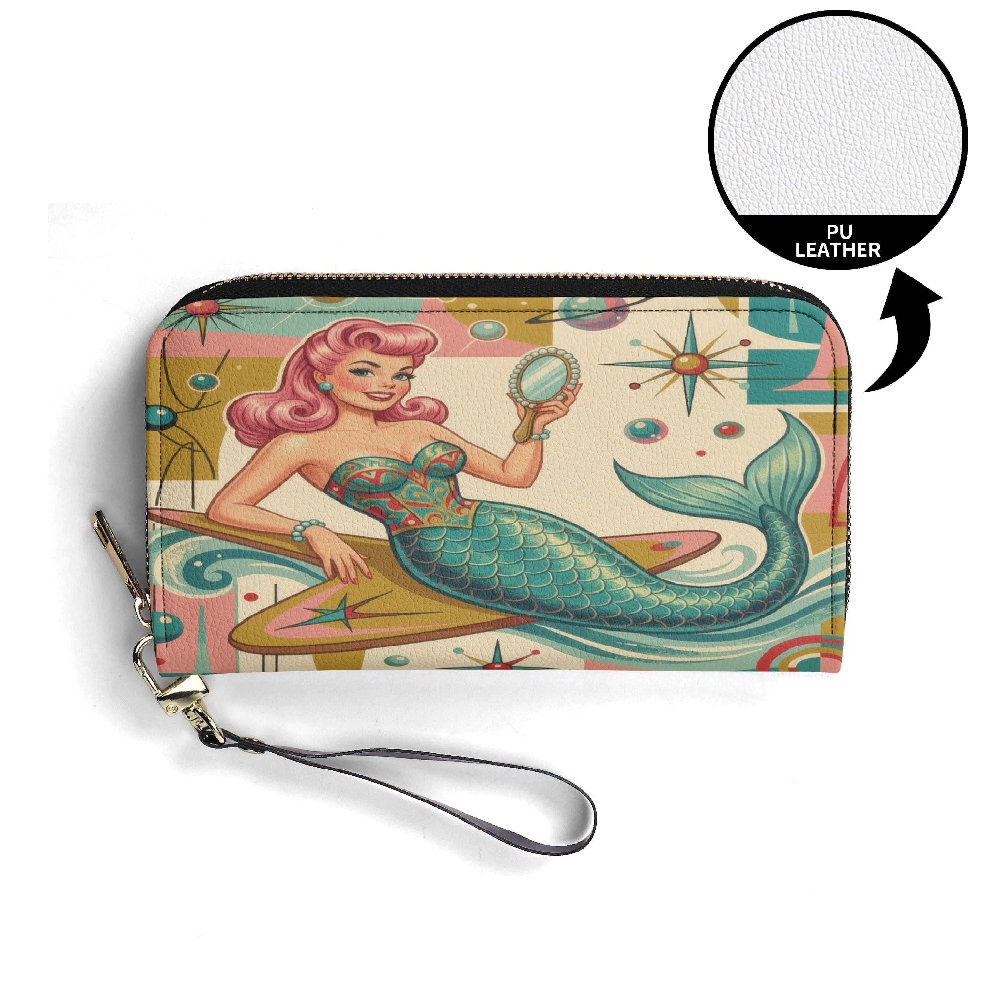Kate McEnroe New York Kitschy Retro Mermaid Polka Dot Mid Century Modern WalletWalletsW8MX238W-1