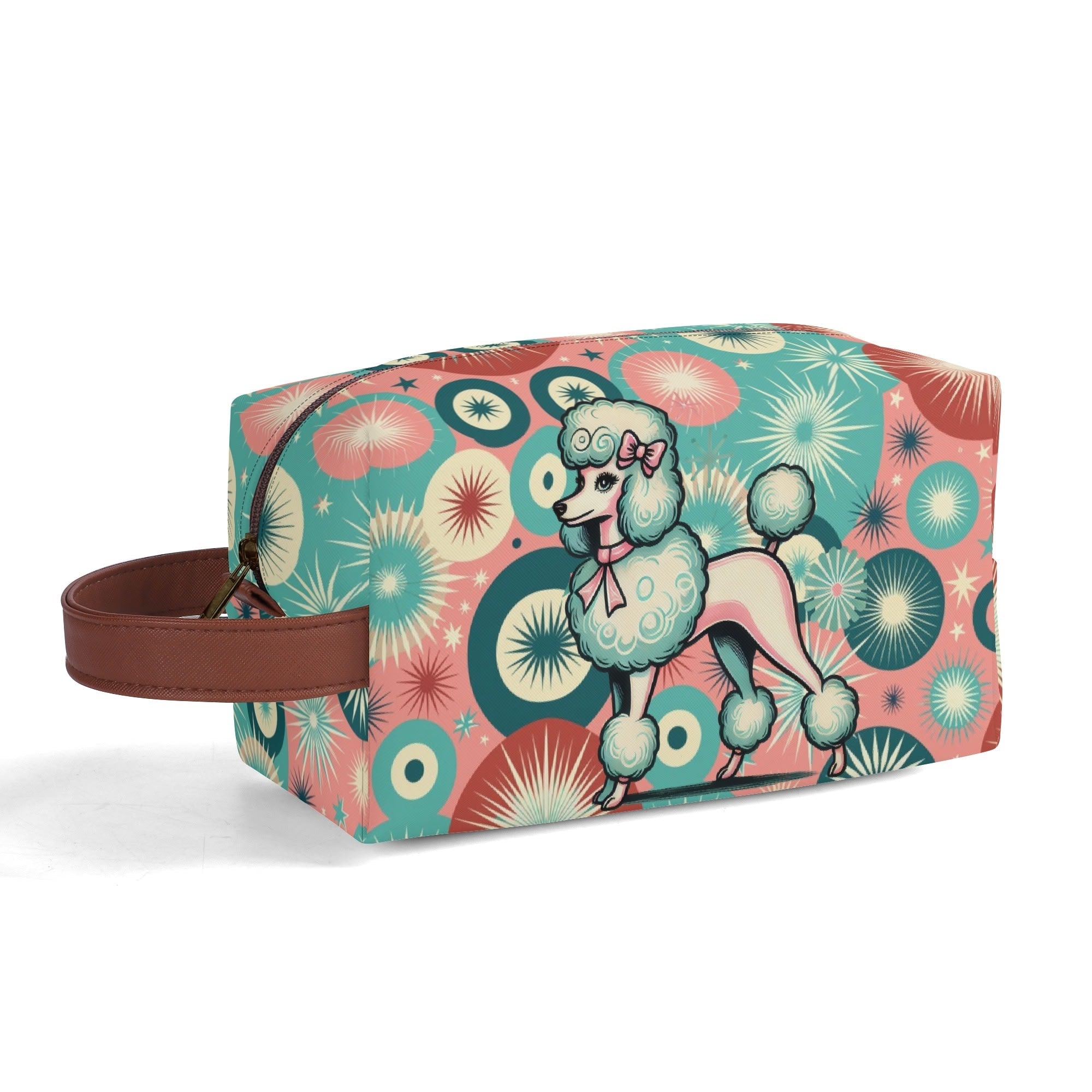 Kate McEnroe New York Kitschy Retro Poodle Mid Century Modern Toiletry Bag, 50s Kitsch Dopp Kit, Atomic Age Travel OrganizerCosmetic &amp; Toiletry BagsW0ZGLQ2W - 1