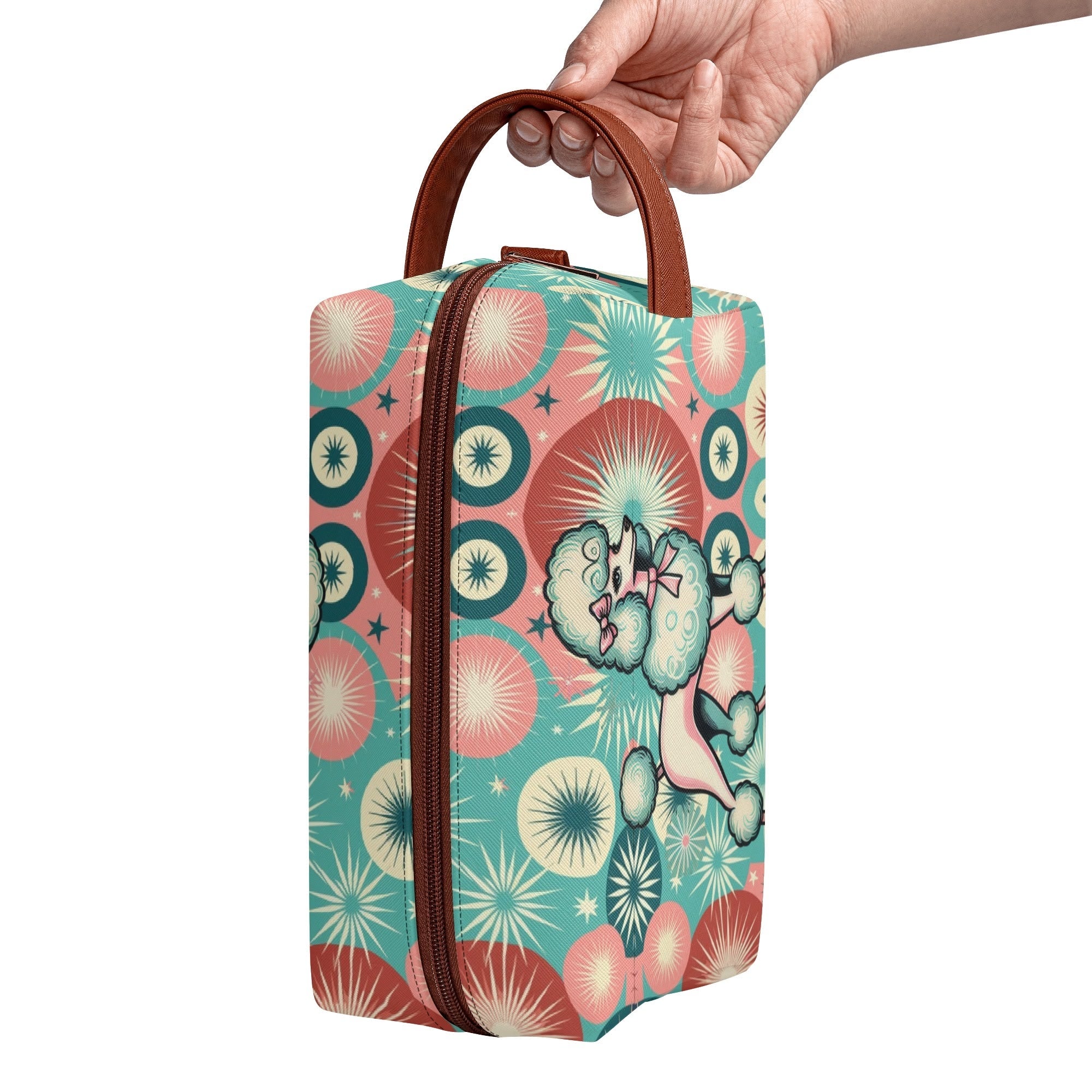 Kate McEnroe New York Kitschy Retro Poodle Mid Century Modern Toiletry Bag, 50s Kitsch Dopp Kit, Atomic Age Travel OrganizerCosmetic &amp; Toiletry BagsW0ZGLQ2W - 1