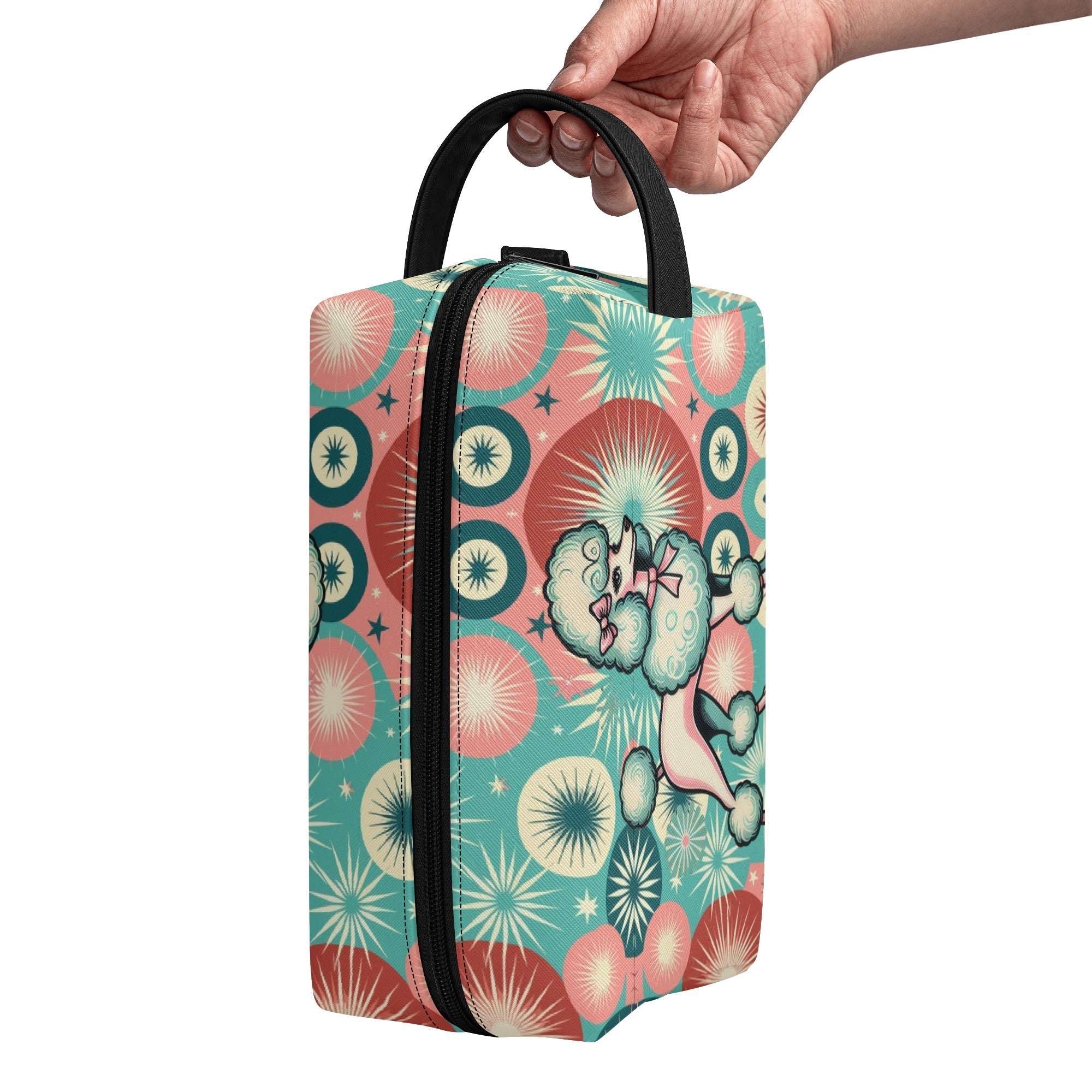 Kate McEnroe New York Kitschy Retro Poodle Mid Century Modern Toiletry Bag, 50s Kitsch Dopp Kit, Atomic Age Travel OrganizerCosmetic &amp; Toiletry BagsW0ZGLQ2W - 2
