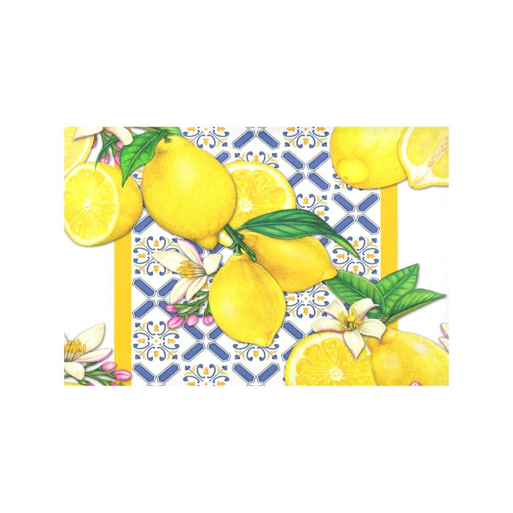 Kate McEnroe New York Lemon and Tiles Cobalt Blue &amp; Yellow Set of 4 PlacematsPlacematsD3012939