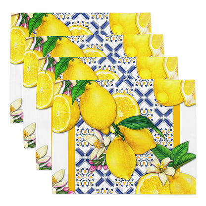 Kate McEnroe New York Lemon and Tiles Cobalt Blue &amp; Yellow Set of 4 PlacematsPlacematsD3012939