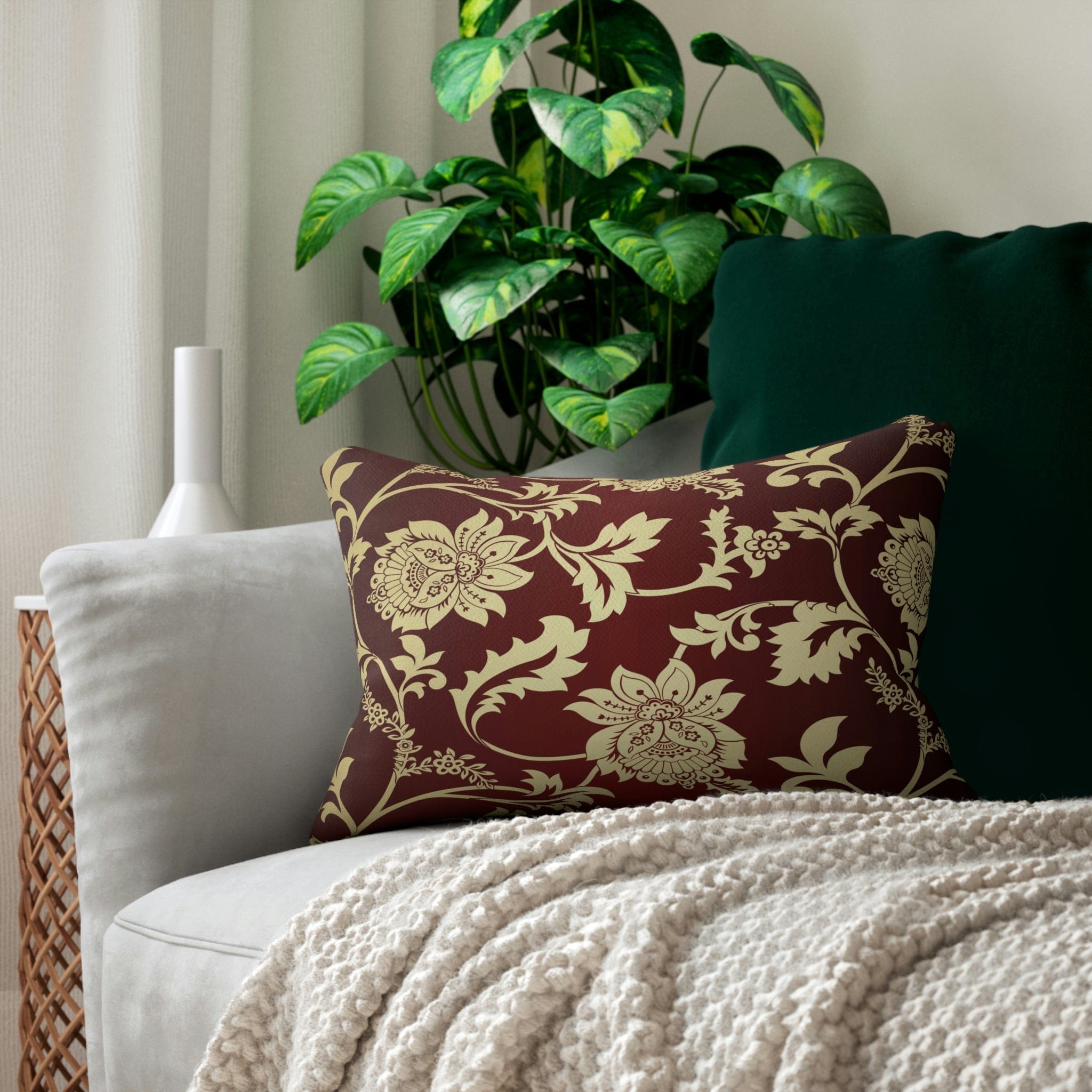 Kate McEnroe New York Lumbar Pillow in Traditional Indian Floral Paisley Lumbar Pillows 20&quot; × 14&quot; 13513630307199604862