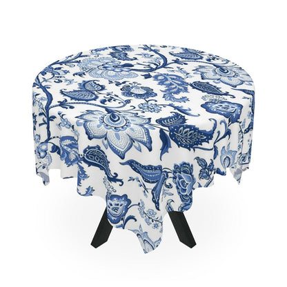 Kate McEnroe New York Luxury Blue and White Floral Chinoiserie Tablecloth Home Decor One size / White 32529606862119922699