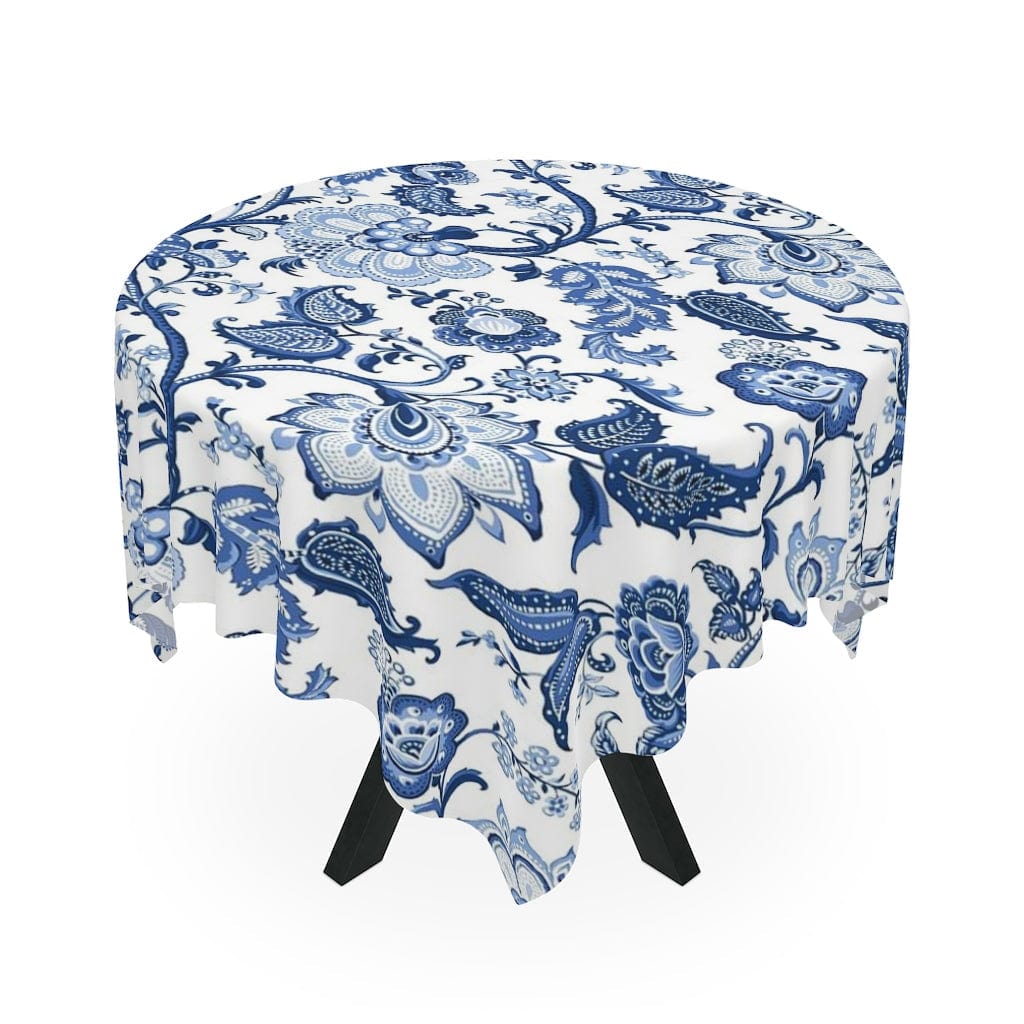 Kate McEnroe New York Luxury Blue and White Floral Chinoiserie TableclothTablecloths32529606862119922699